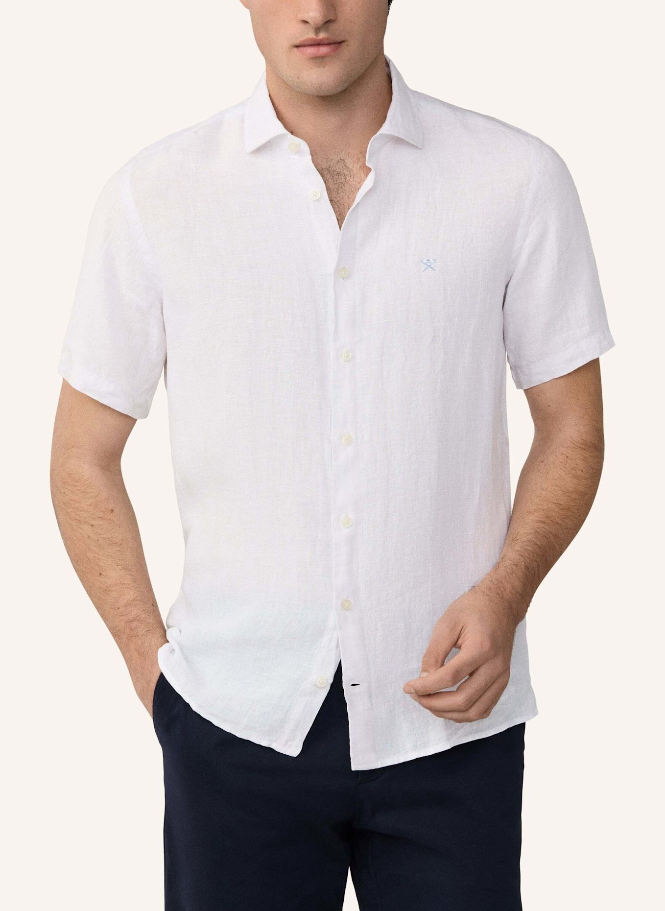 HACKETT LONDON Freizeithemd GMD LINEN SS: WEISS