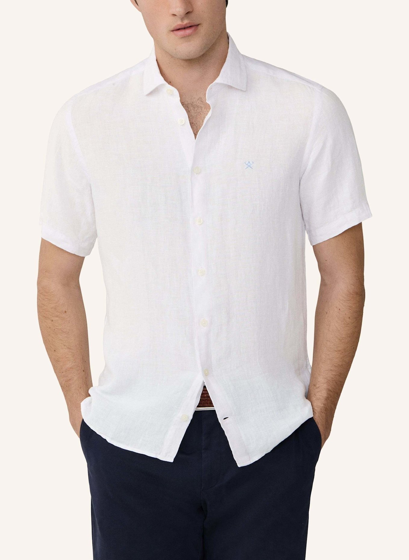 HACKETT LONDON Freizeithemd GMD LINEN SS: WEISS