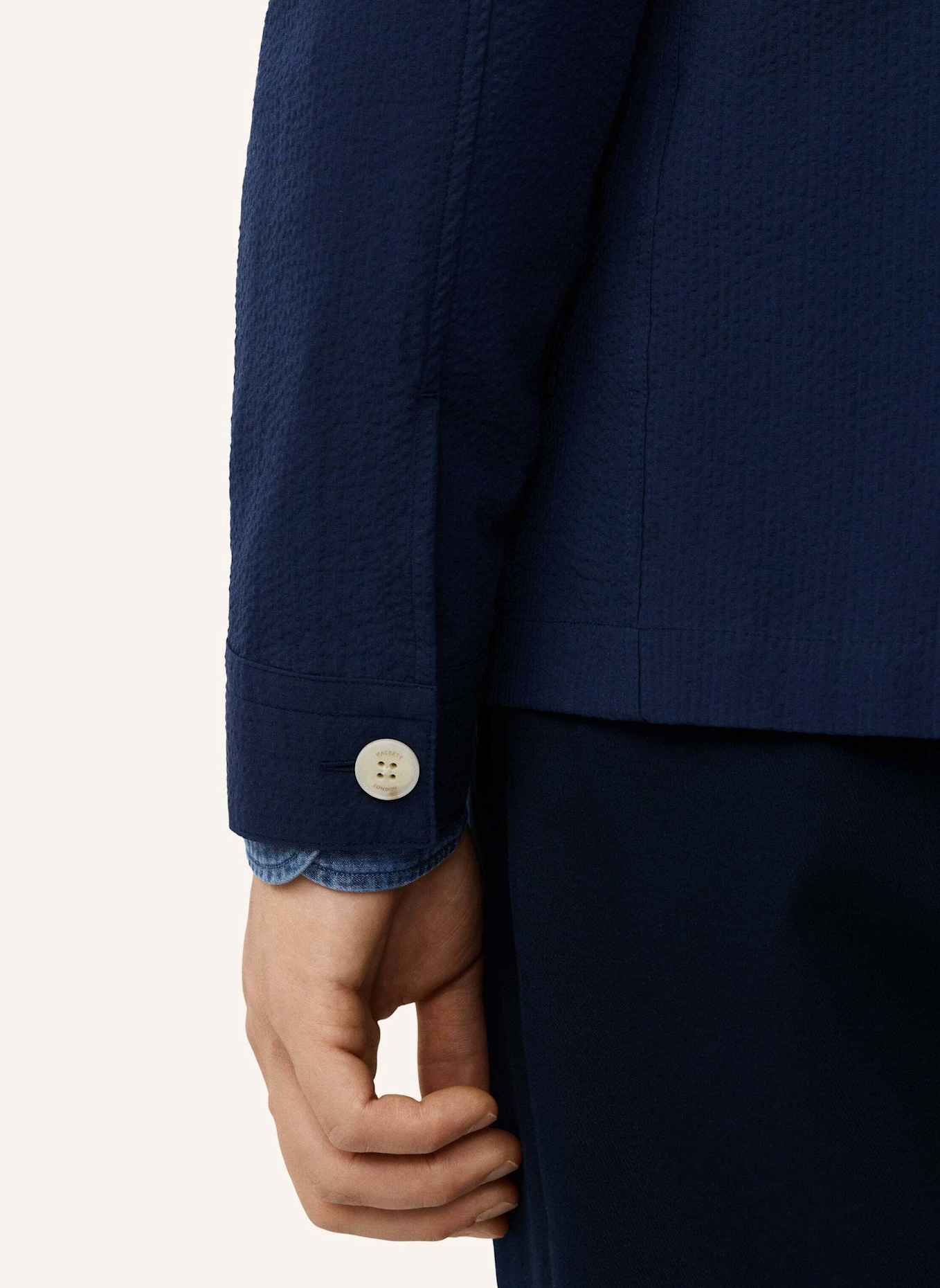 HACKETT LONDON Fieldjacket SEERSUCKER OVERSHIRT: BLAU