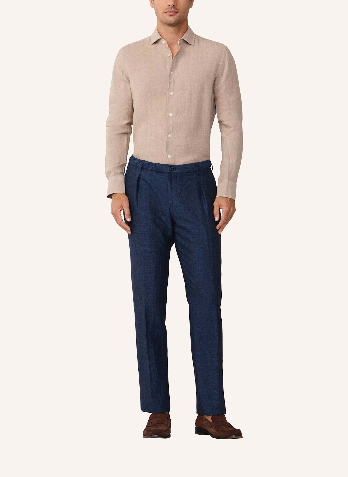 HACKETT LONDON Freizeithemd ESS GMD LINEN KENT: TAUPE/ HELLBRAUN