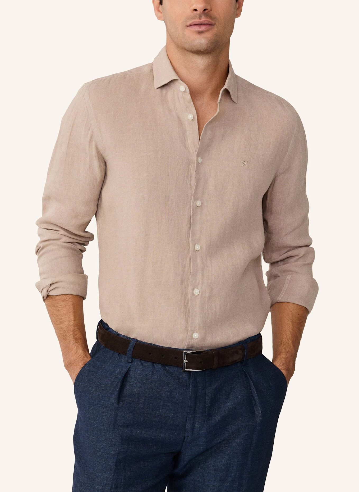 HACKETT LONDON Freizeithemd ESS GMD LINEN KENT: TAUPE/ HELLBRAUN