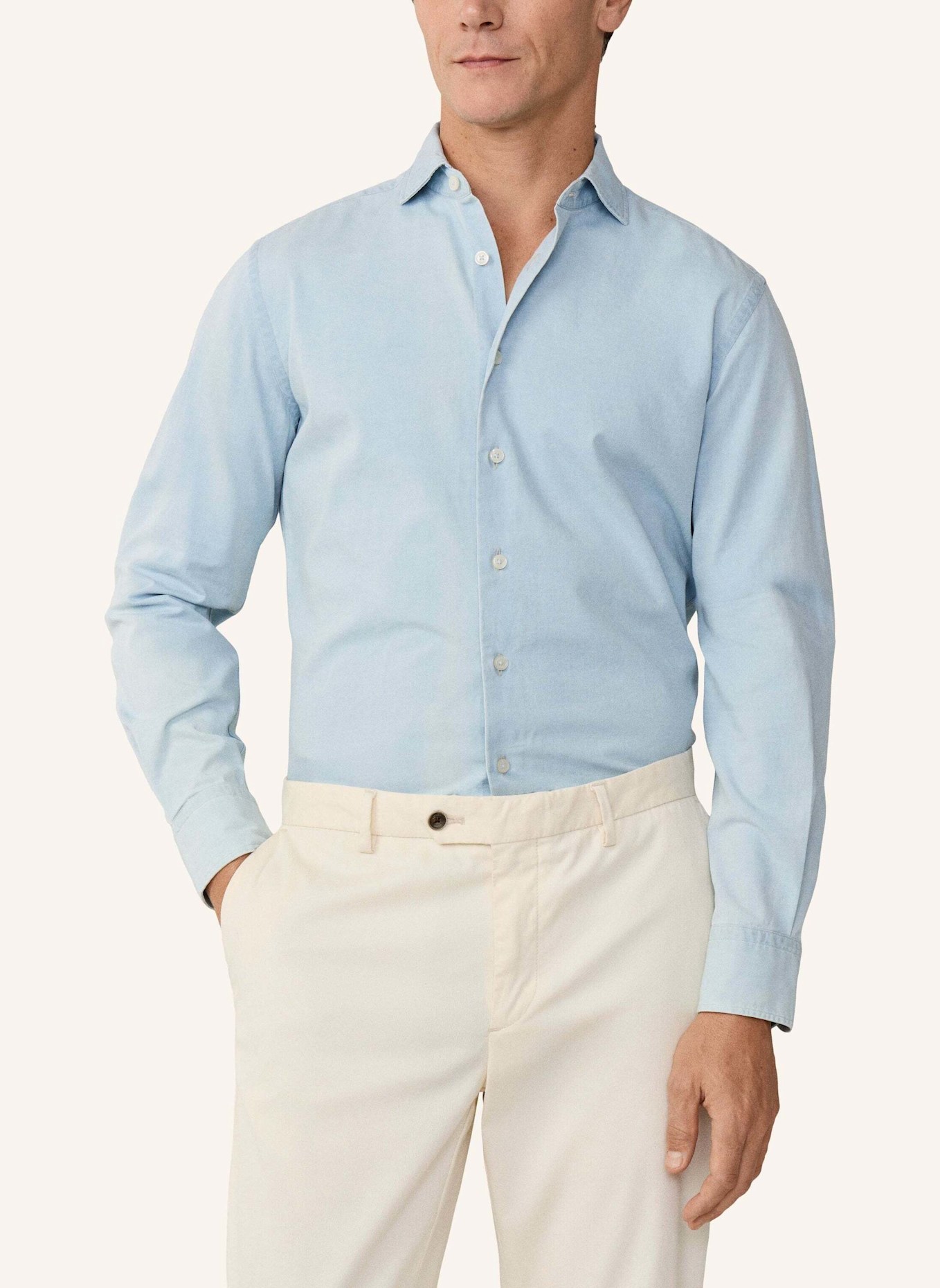 HACKETT LONDON Freizeithemd LIGHT WASH DENIM: DUNKELBLAU