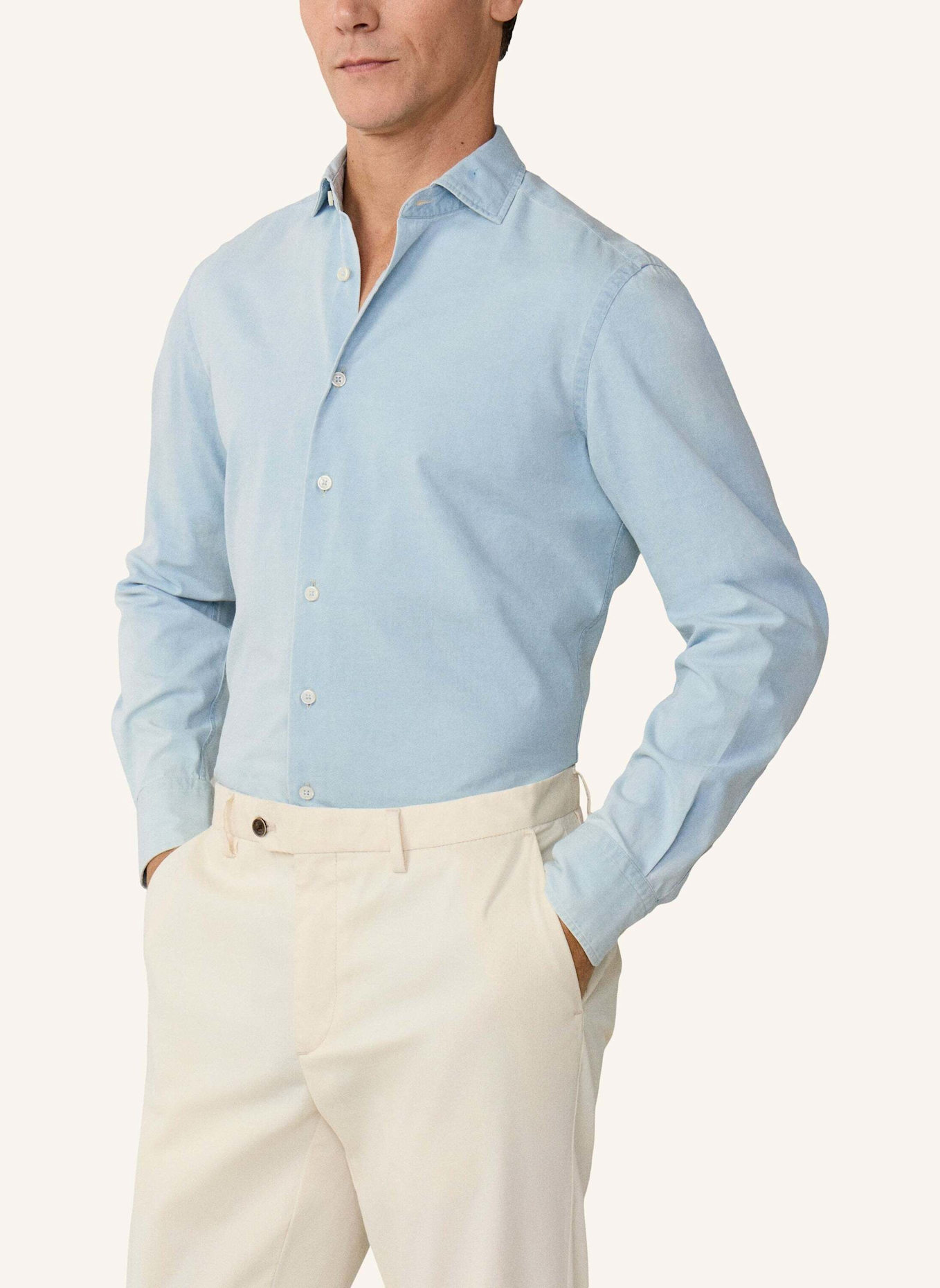 HACKETT LONDON Freizeithemd LIGHT WASH DENIM: DUNKELBLAU