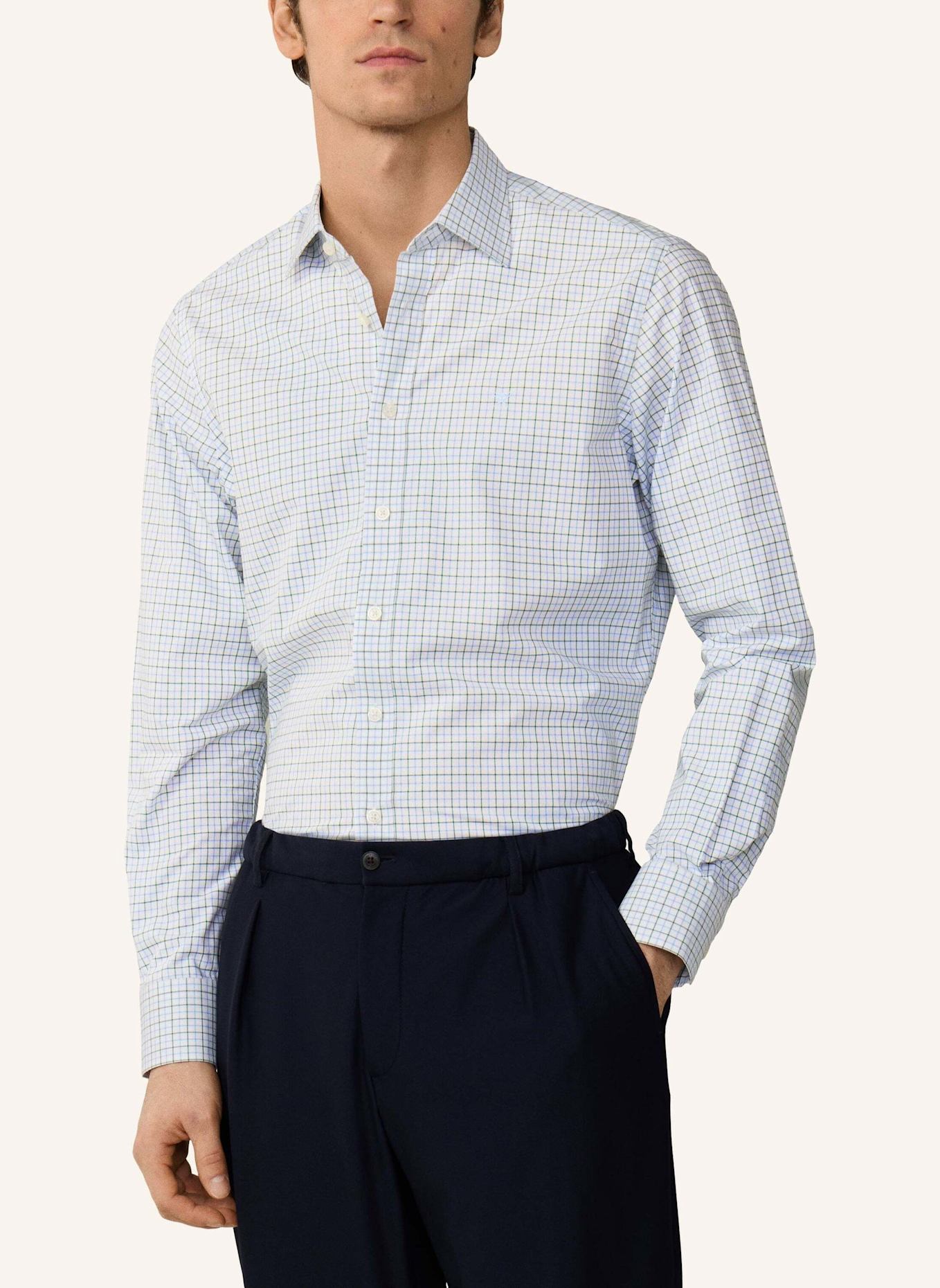 HACKETT LONDON Freizeithemd POPLIN TATTERSALL: GRÜN