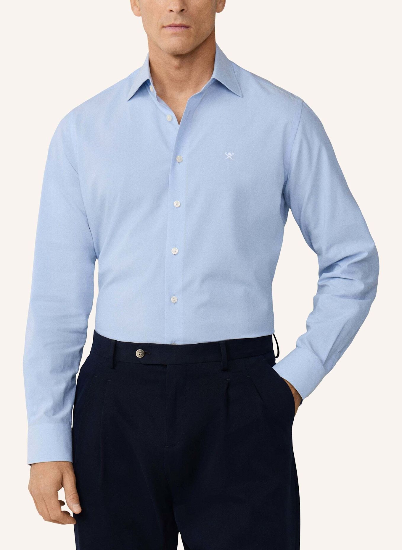 HACKETT LONDON Freizeithemd SOLID END ON END: HELLBLAU