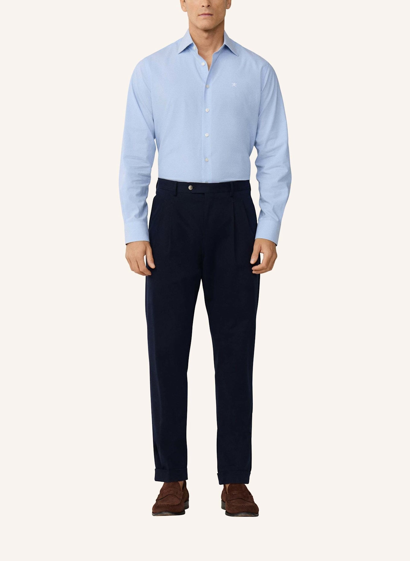 HACKETT LONDON Freizeithemd SOLID END ON END: HELLBLAU