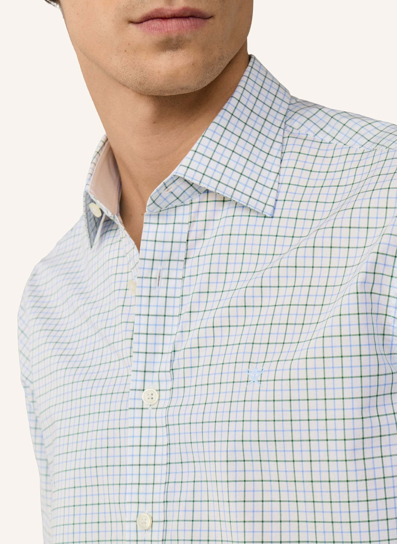 HACKETT LONDON Freizeithemd POPLIN TATTERSALL: GRÜN