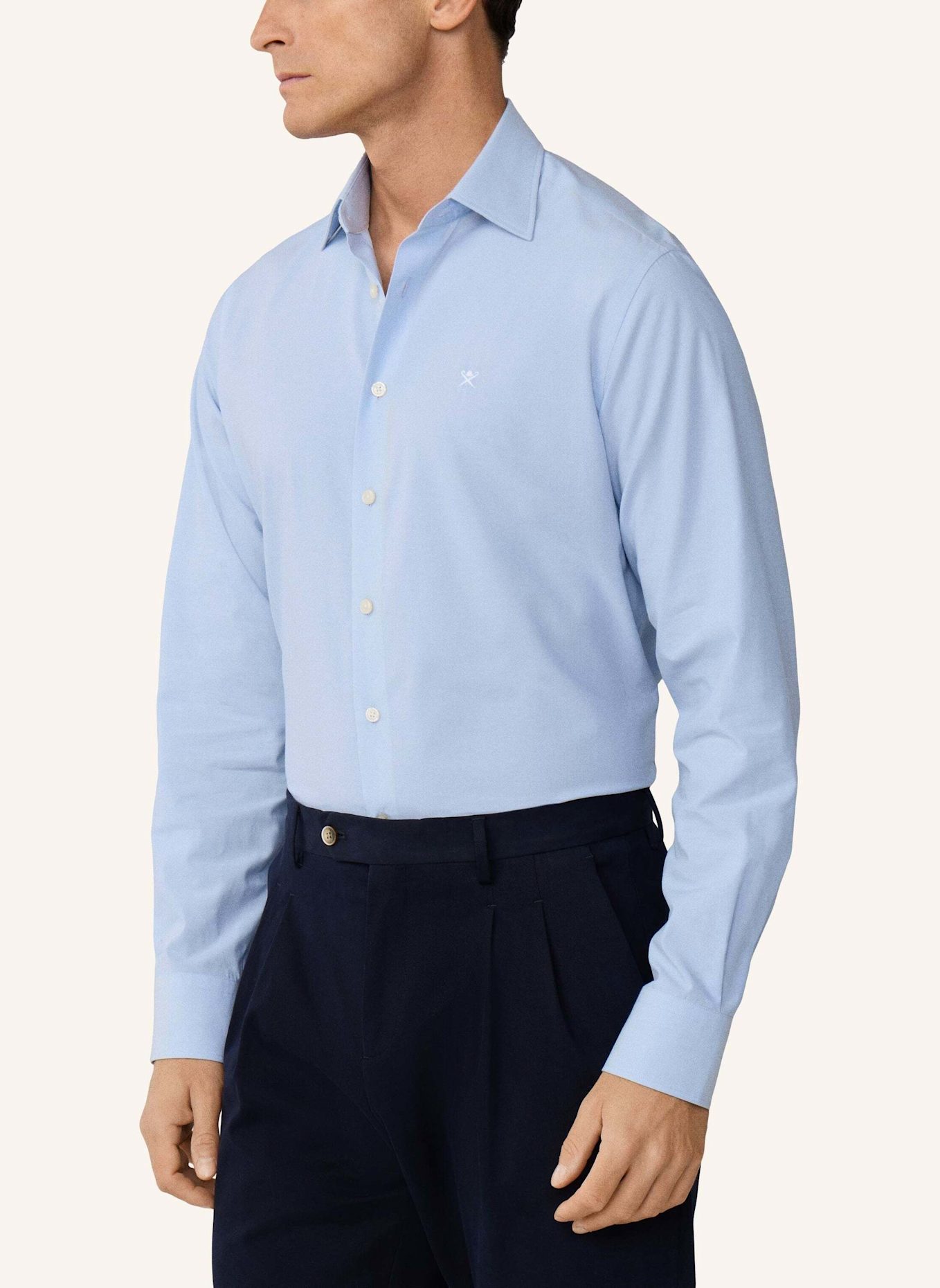 HACKETT LONDON Freizeithemd SOLID END ON END: HELLBLAU