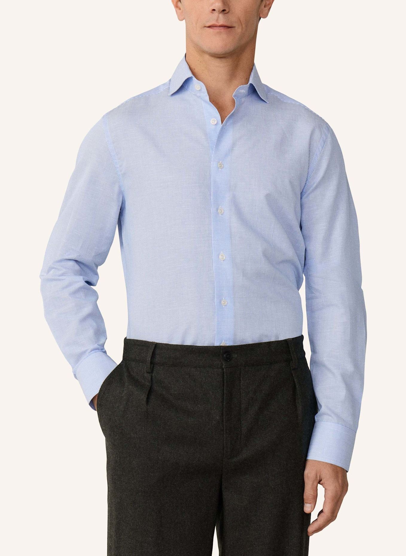 HACKETT LONDON Freizeithemd FORMAL COT LIN STR: HELLBLAU