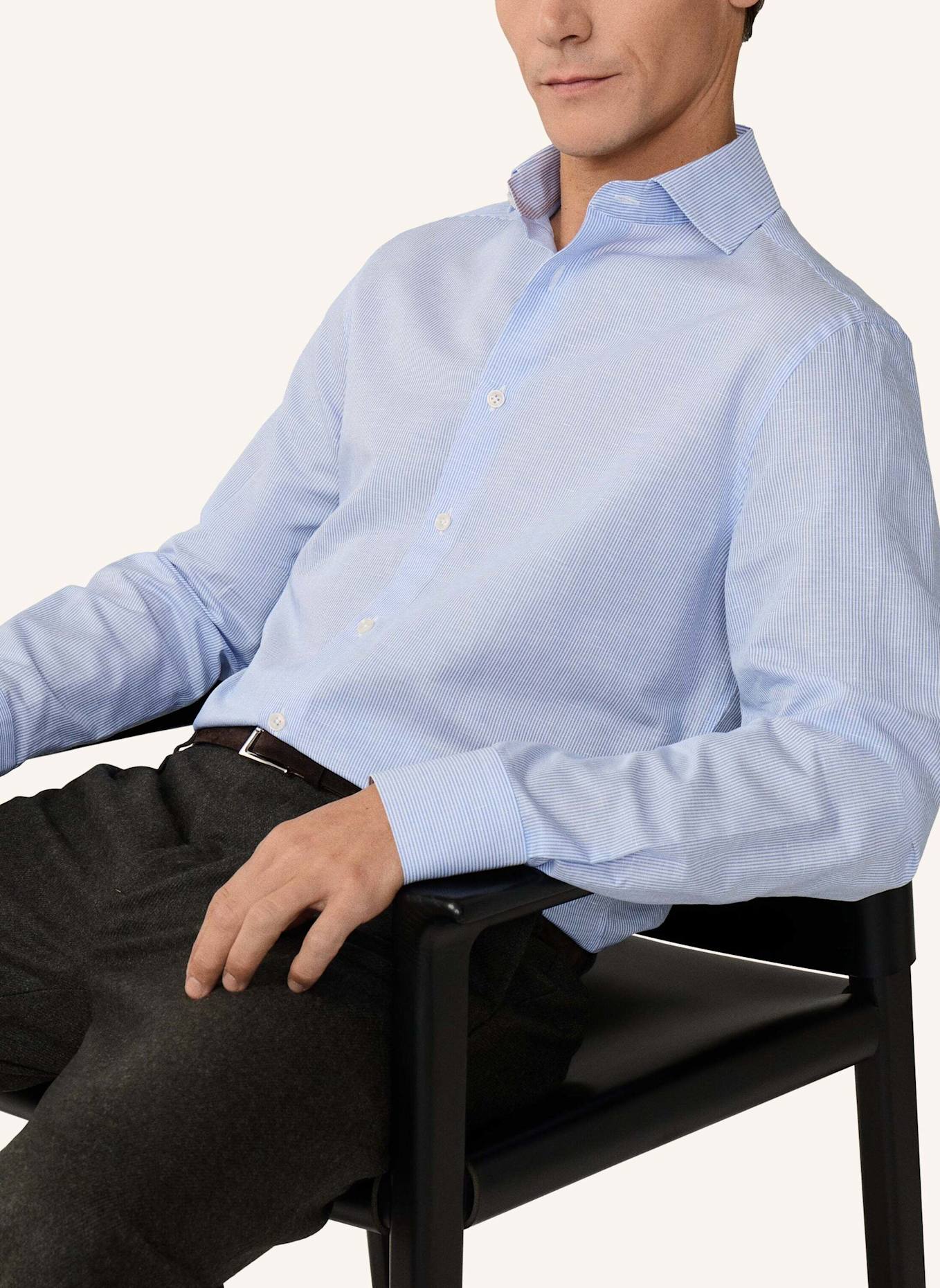 HACKETT LONDON Freizeithemd FORMAL COT LIN STR: HELLBLAU