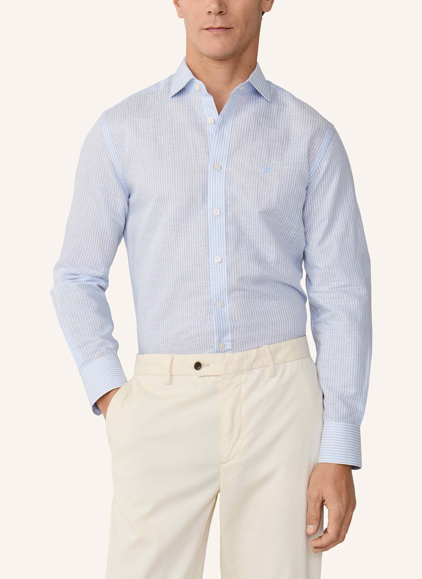 HACKETT LONDON Freizeithemd ESS LINEN BENGAL: BLAU