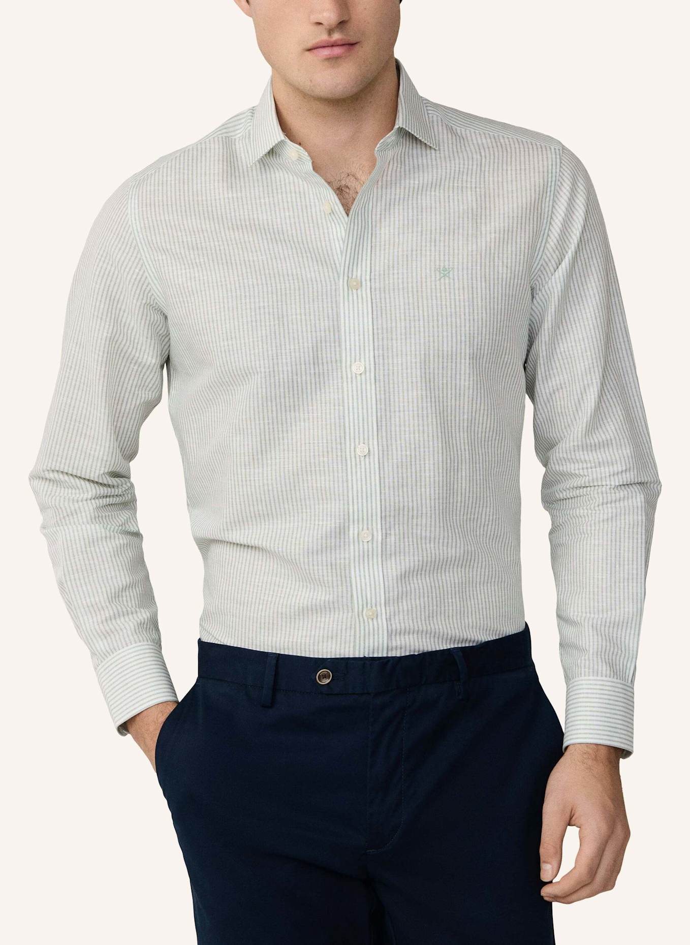 HACKETT LONDON Freizeithemd ESS LINEN BENGAL: GRÜN