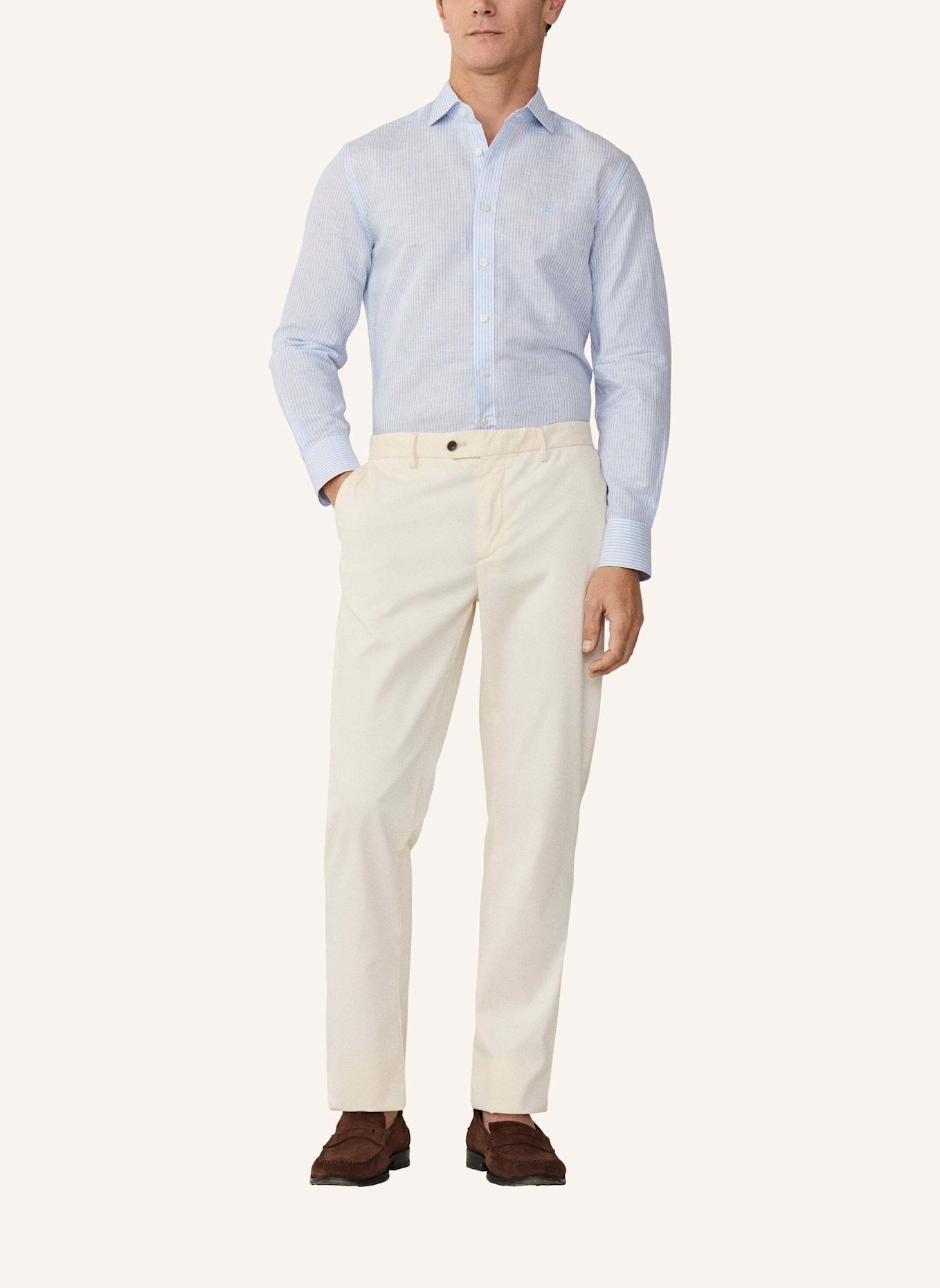 HACKETT LONDON Freizeithemd ESS LINEN BENGAL: BLAU