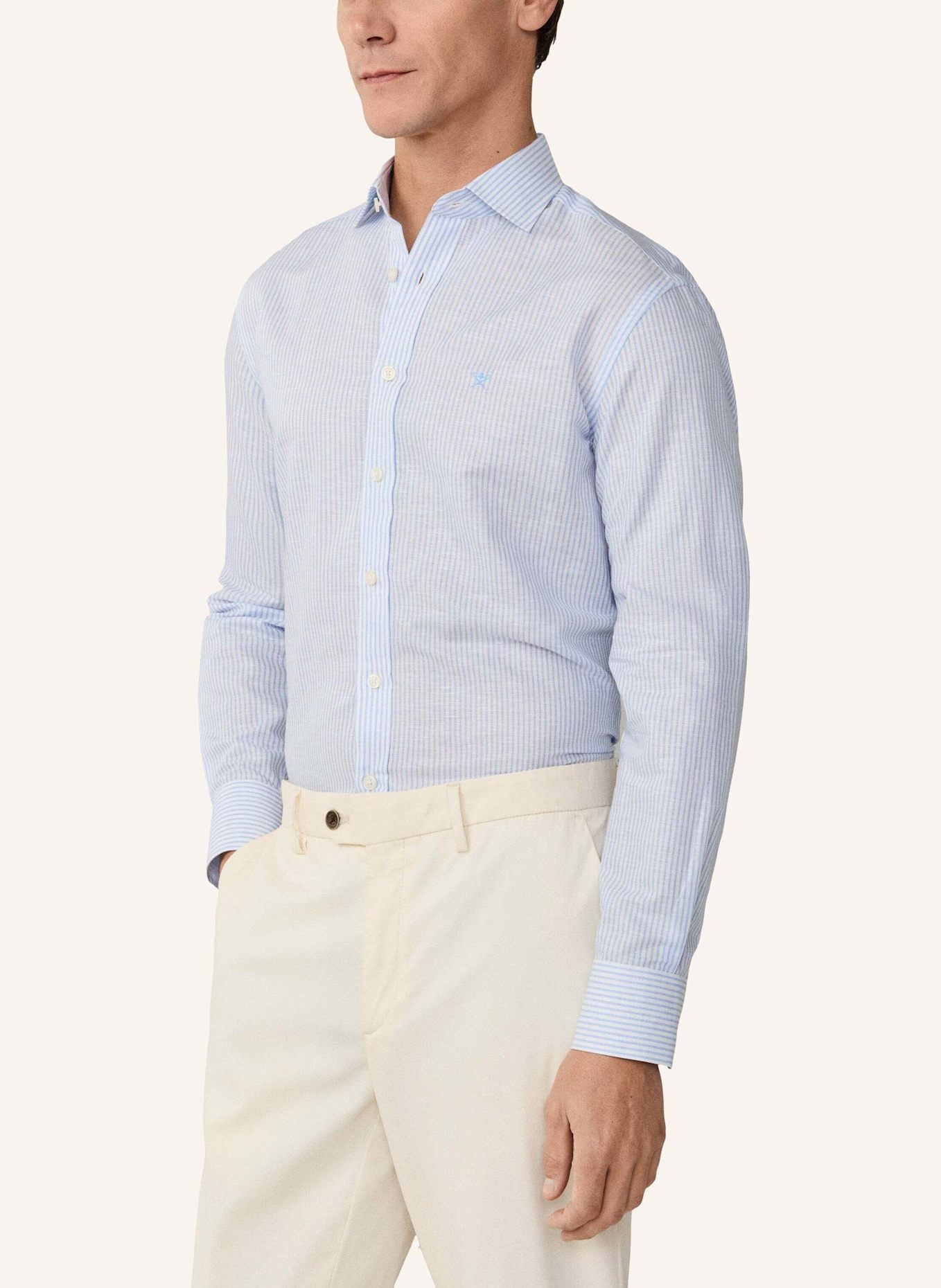 HACKETT LONDON Freizeithemd ESS LINEN BENGAL: BLAU