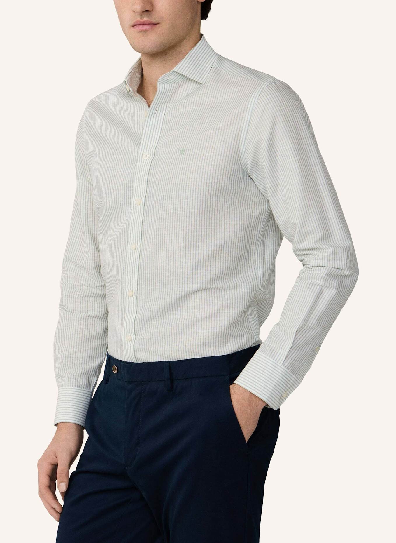 HACKETT LONDON Freizeithemd ESS LINEN BENGAL: GRÜN