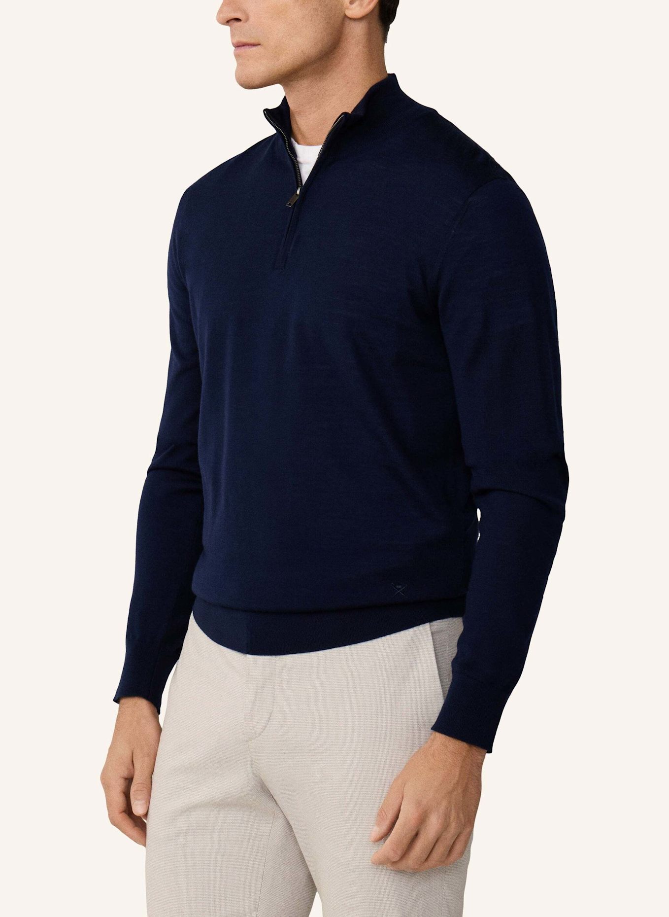 HACKETT LONDON Pullover ESS MERINO HZIP: BLAU