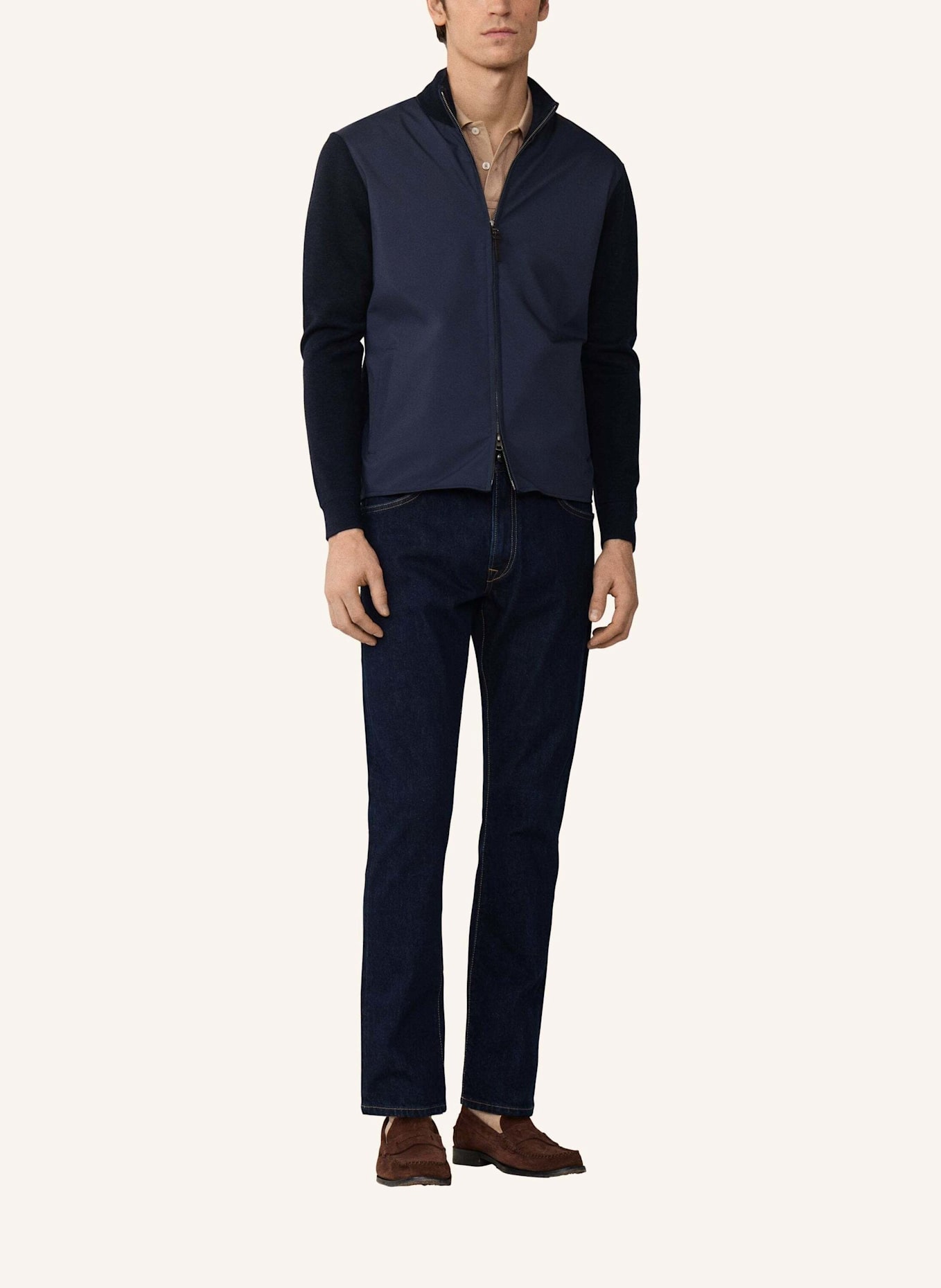 HACKETT LONDON Hoodiejacke TRAVEL NY/KNIT FZ HYB: BLAU