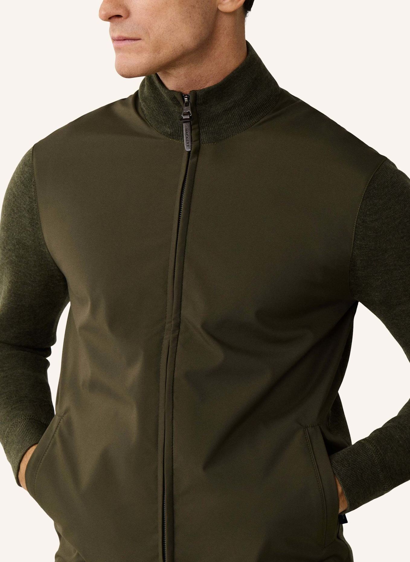 HACKETT LONDON Hoodiejacke TRAVEL NY/KNIT FZ HYB: GRÜN