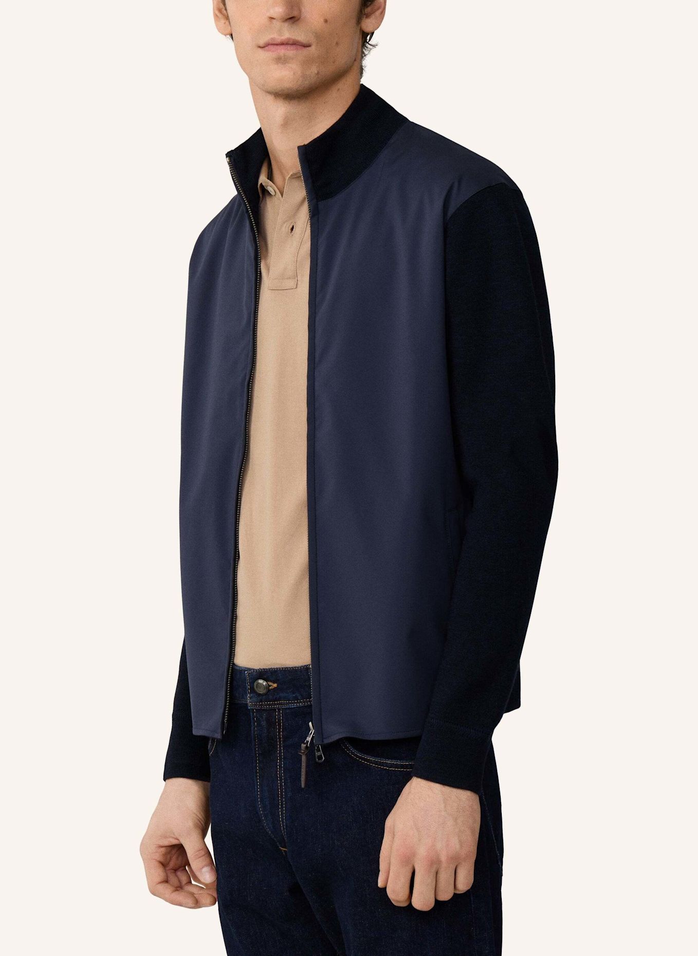 HACKETT LONDON Hoodiejacke TRAVEL NY/KNIT FZ HYB: BLAU