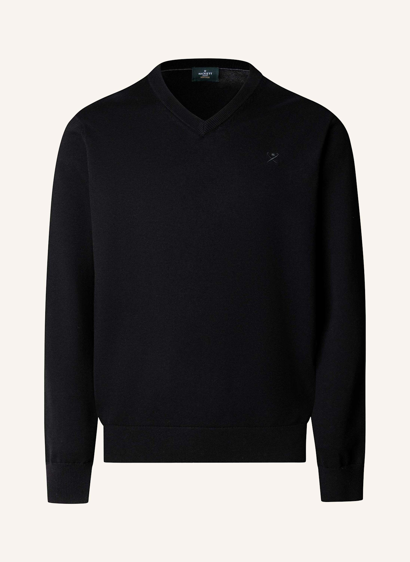 HACKETT LONDON Pullover ESS COTTON V NECK: SCHWARZ