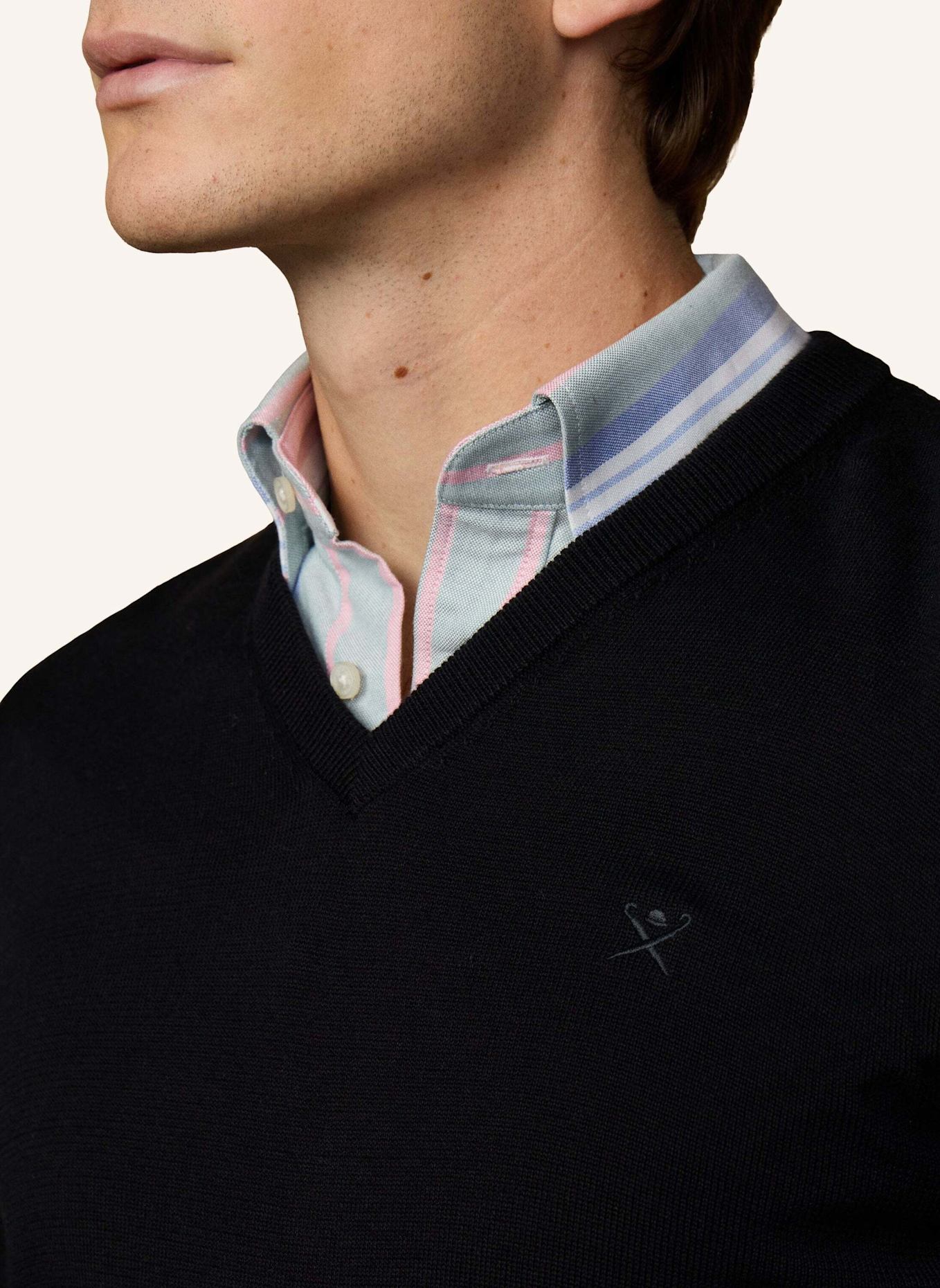 HACKETT LONDON Pullover ESS COTTON V NECK: SCHWARZ