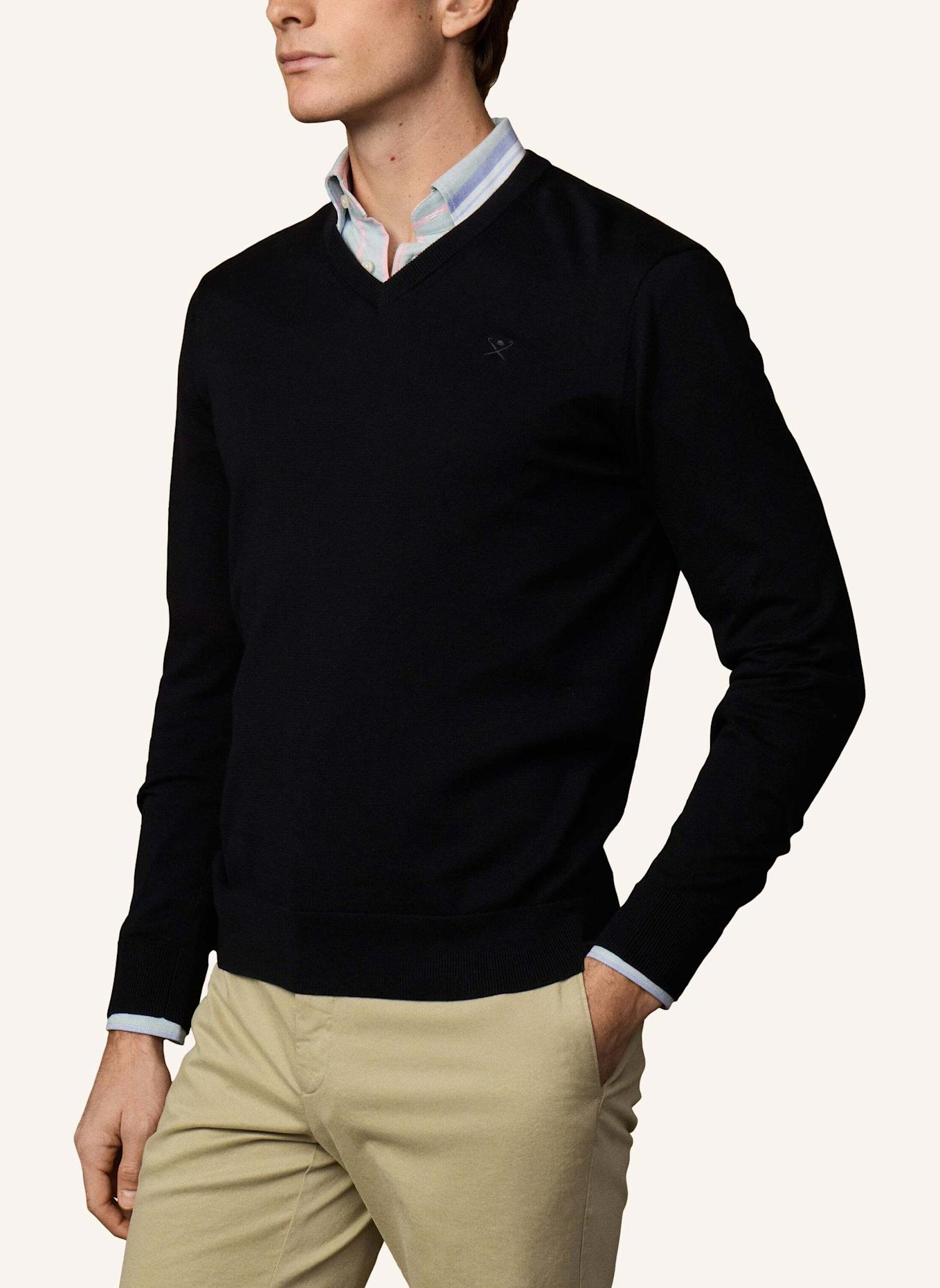 HACKETT LONDON Pullover ESS COTTON V NECK: SCHWARZ