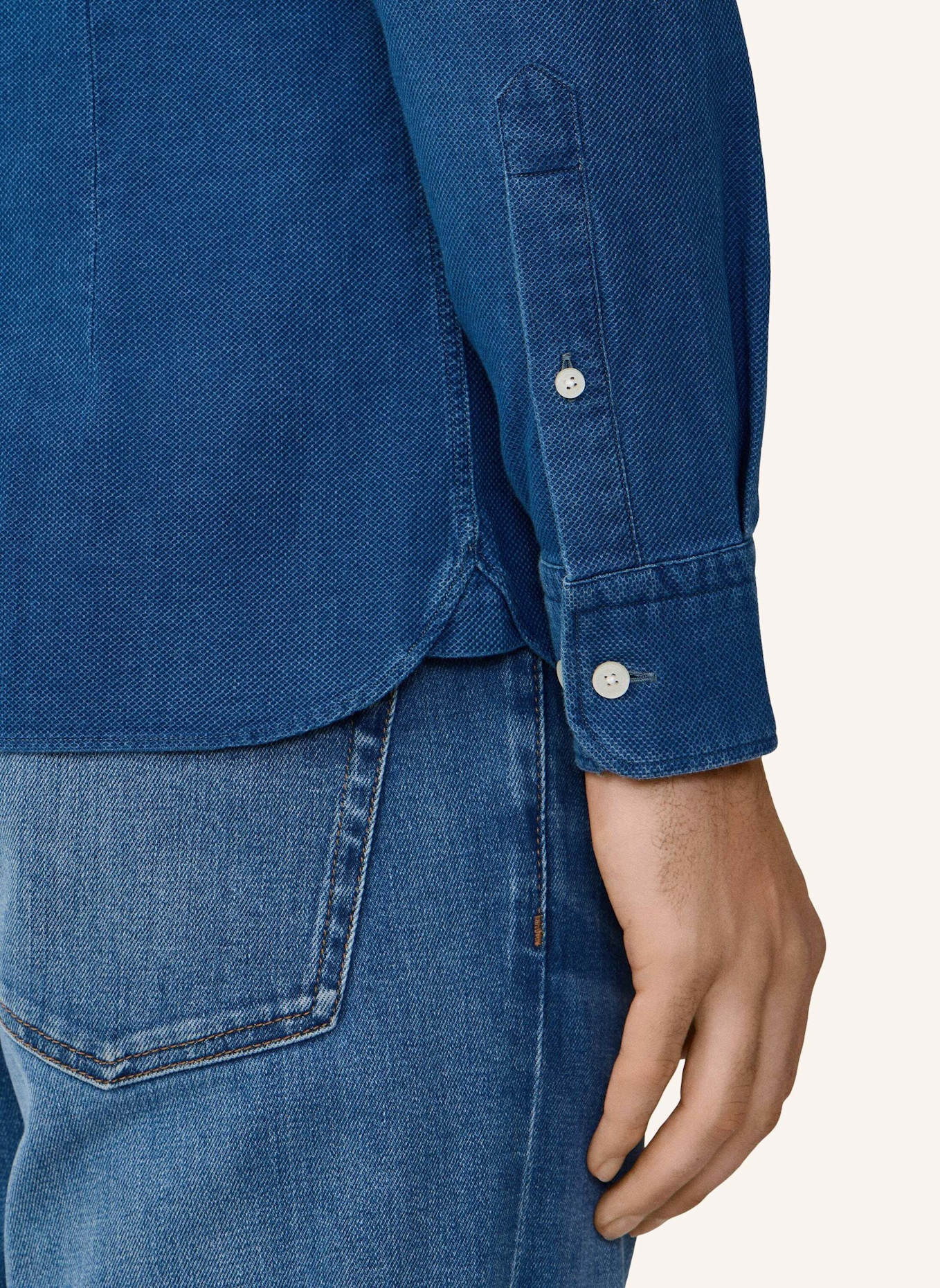 HACKETT LONDON Freizeithemd TEXTURED DENIM: DUNKELBLAU