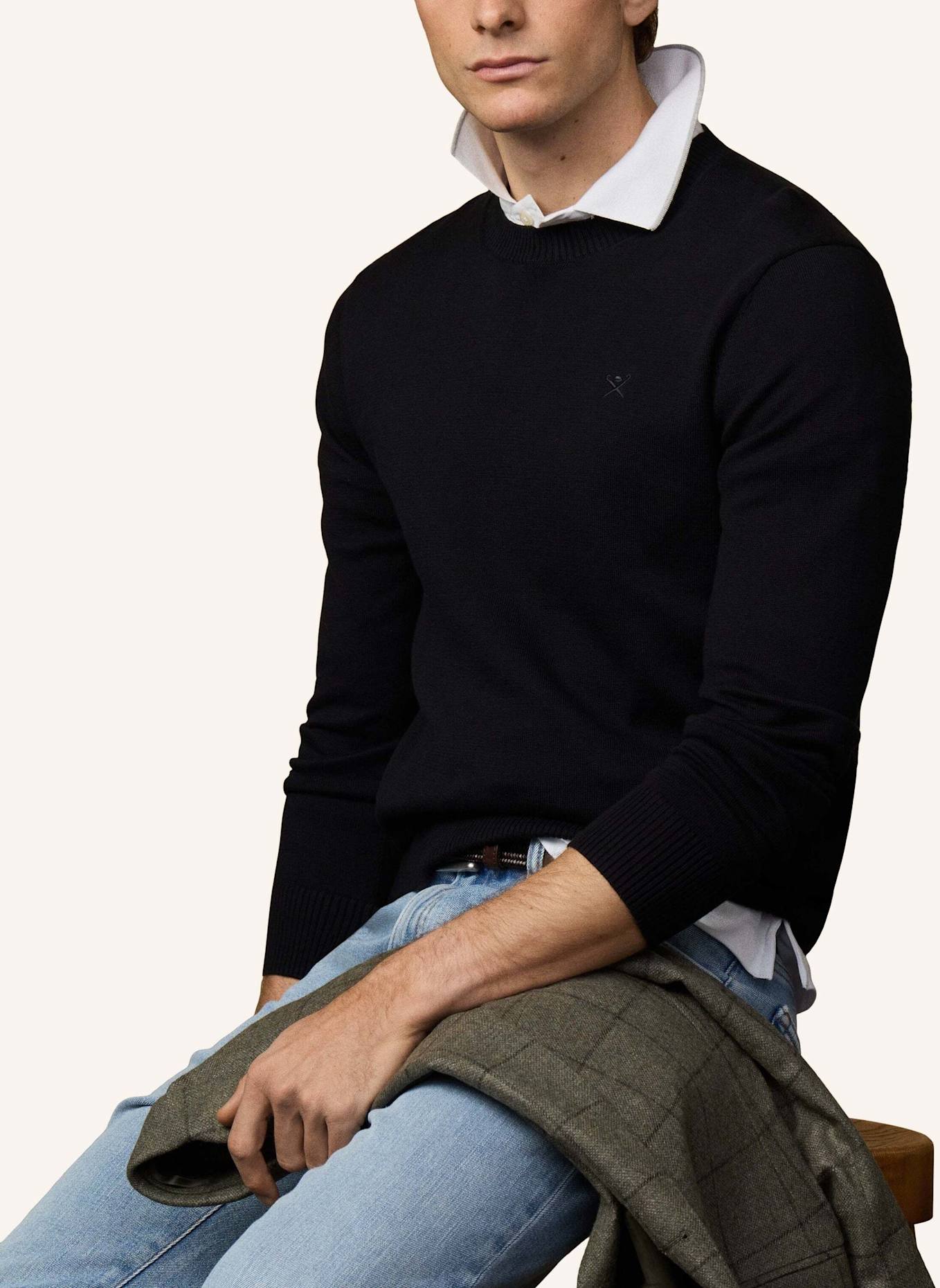 HACKETT LONDON Pullover ESS COTTON CREW: SCHWARZ