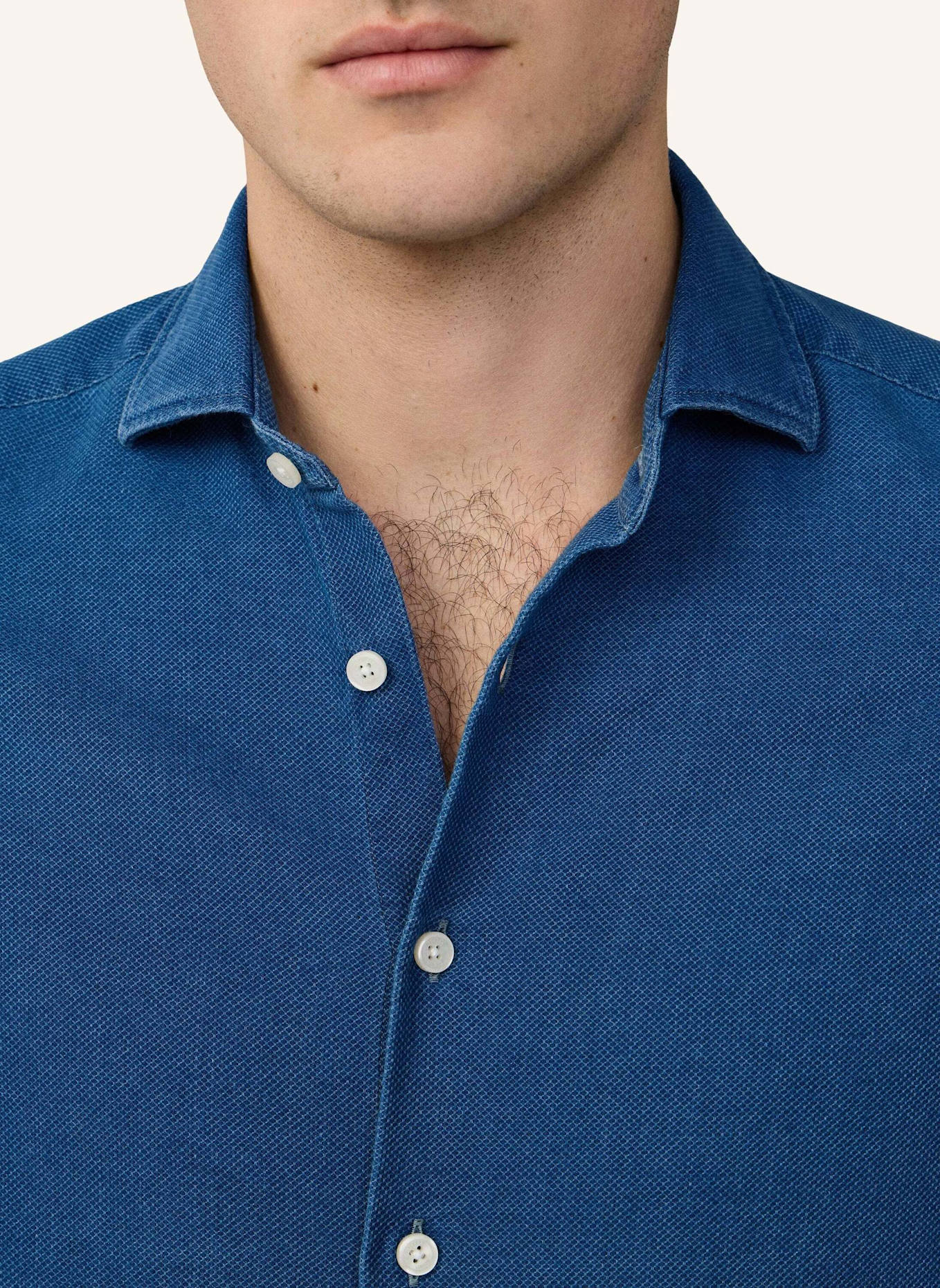 HACKETT LONDON Freizeithemd TEXTURED DENIM: DUNKELBLAU