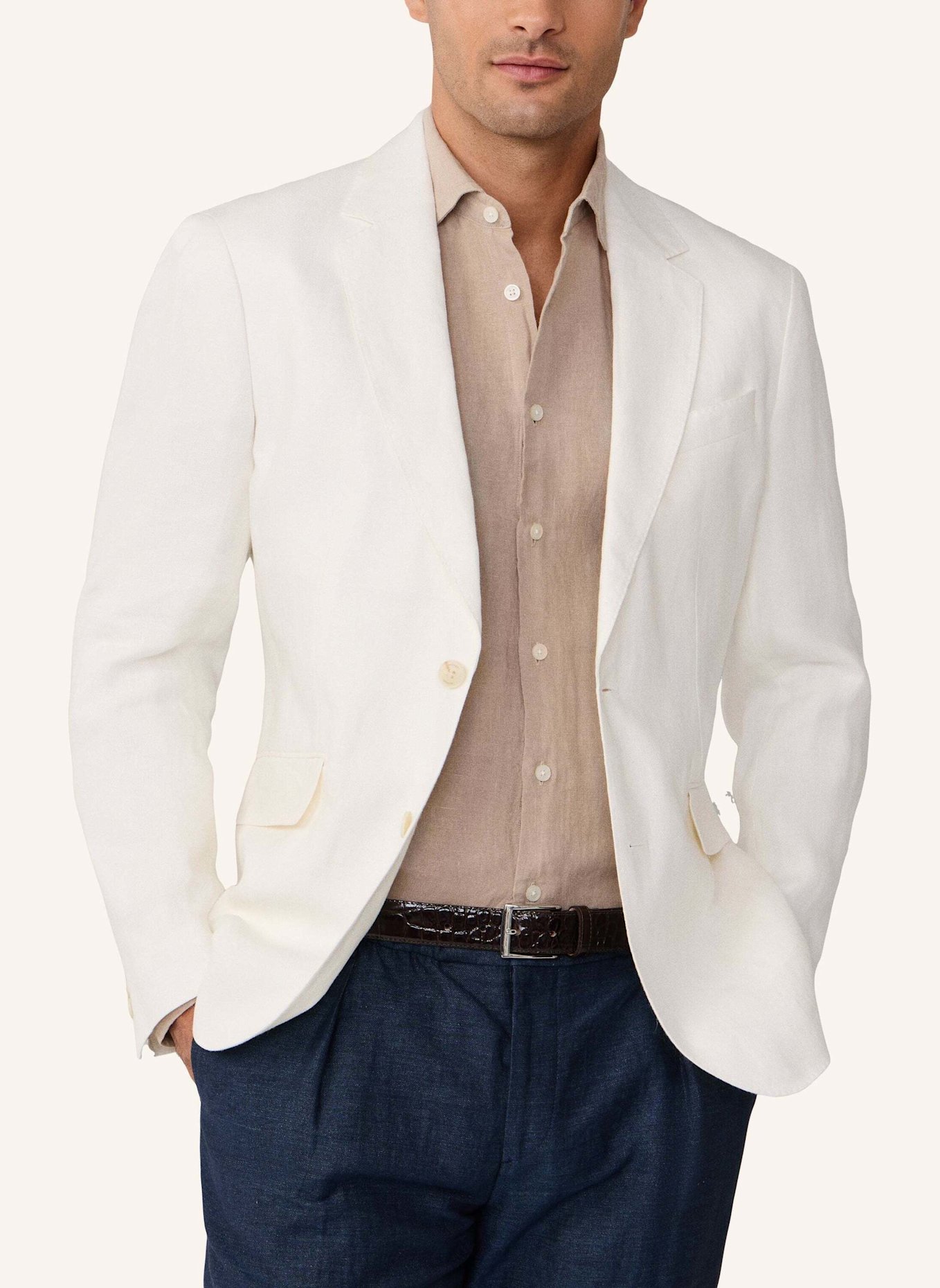 HACKETT LONDON Sakko LINEN DELAVE HOPSACK: WEISS