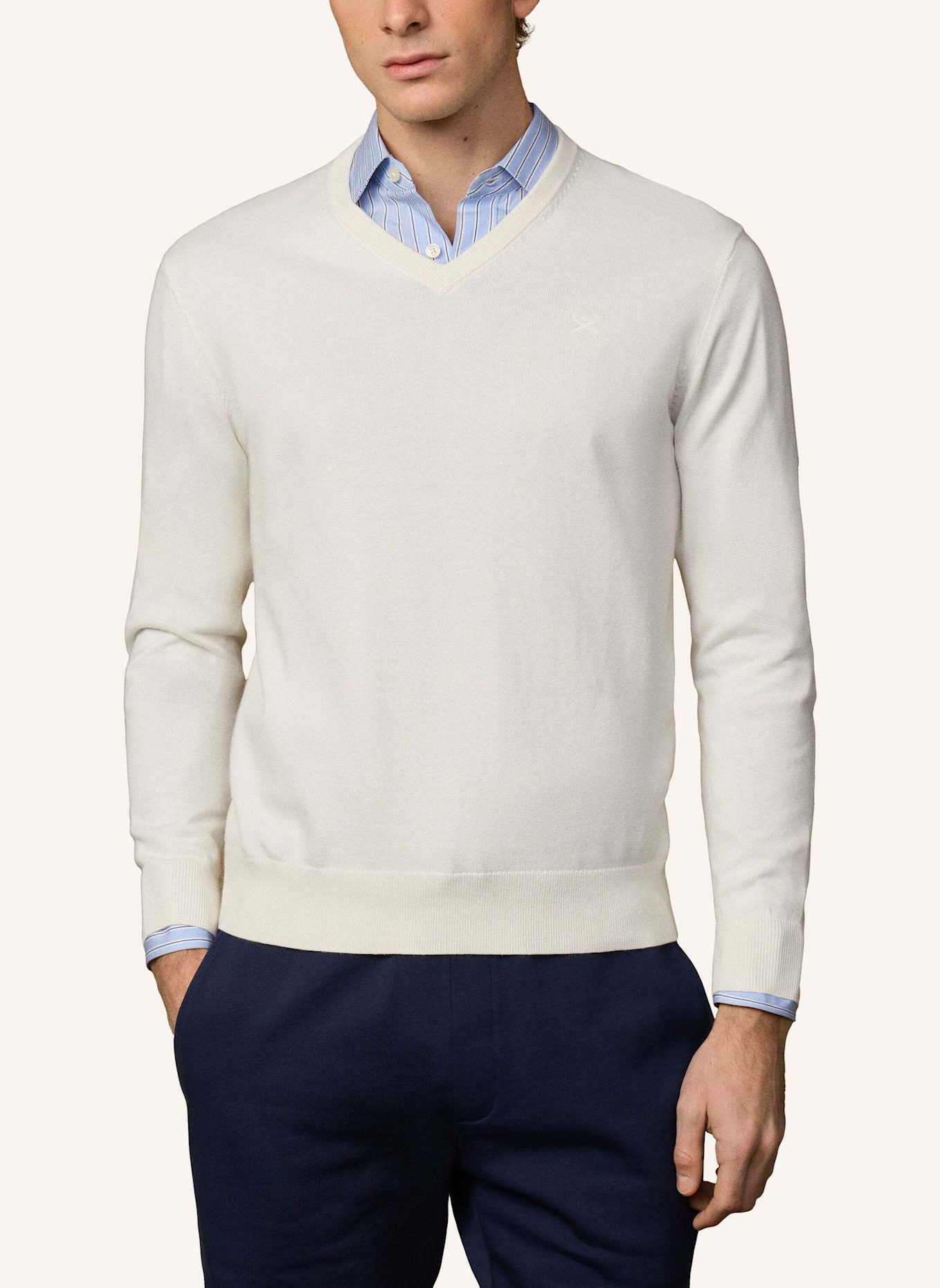 HACKETT LONDON Pullover ESS COTTON V NECK: CREME