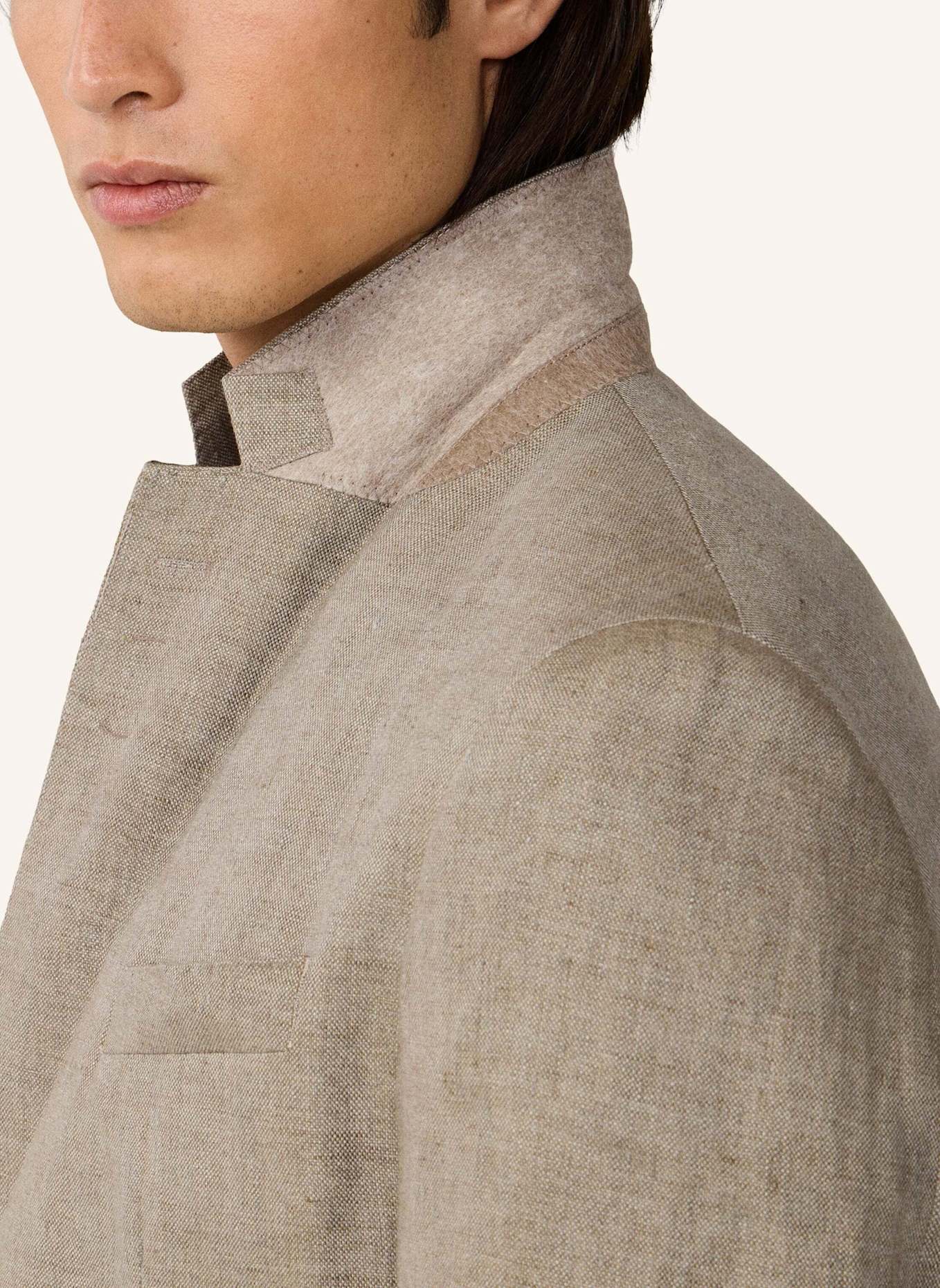 HACKETT LONDON Sakko LINEN DELAVE HOPSACK: TAUPE/ HELLBRAUN