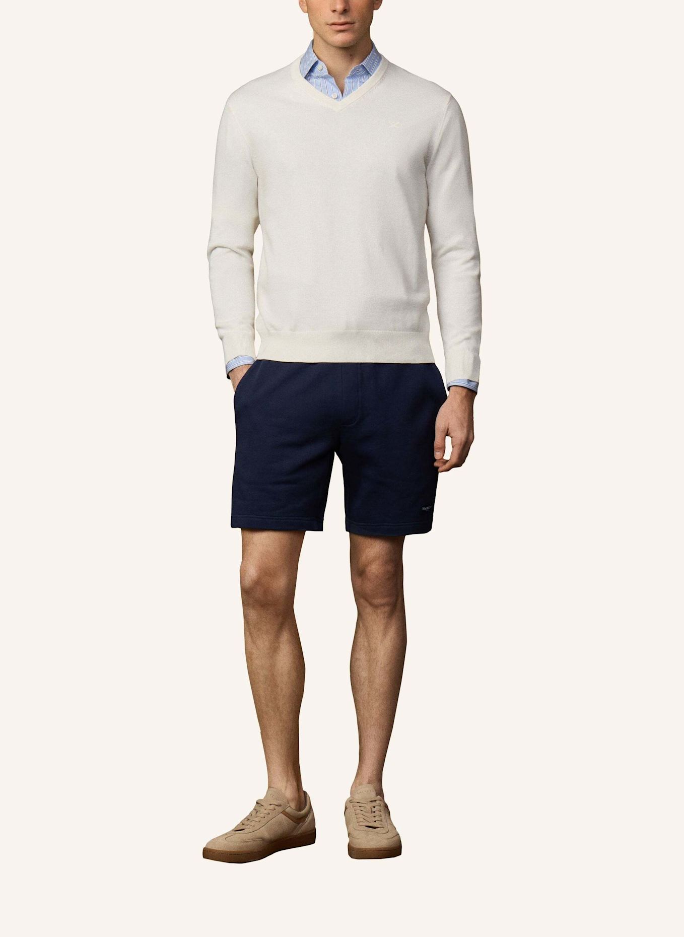 HACKETT LONDON Pullover ESS COTTON V NECK: CREME