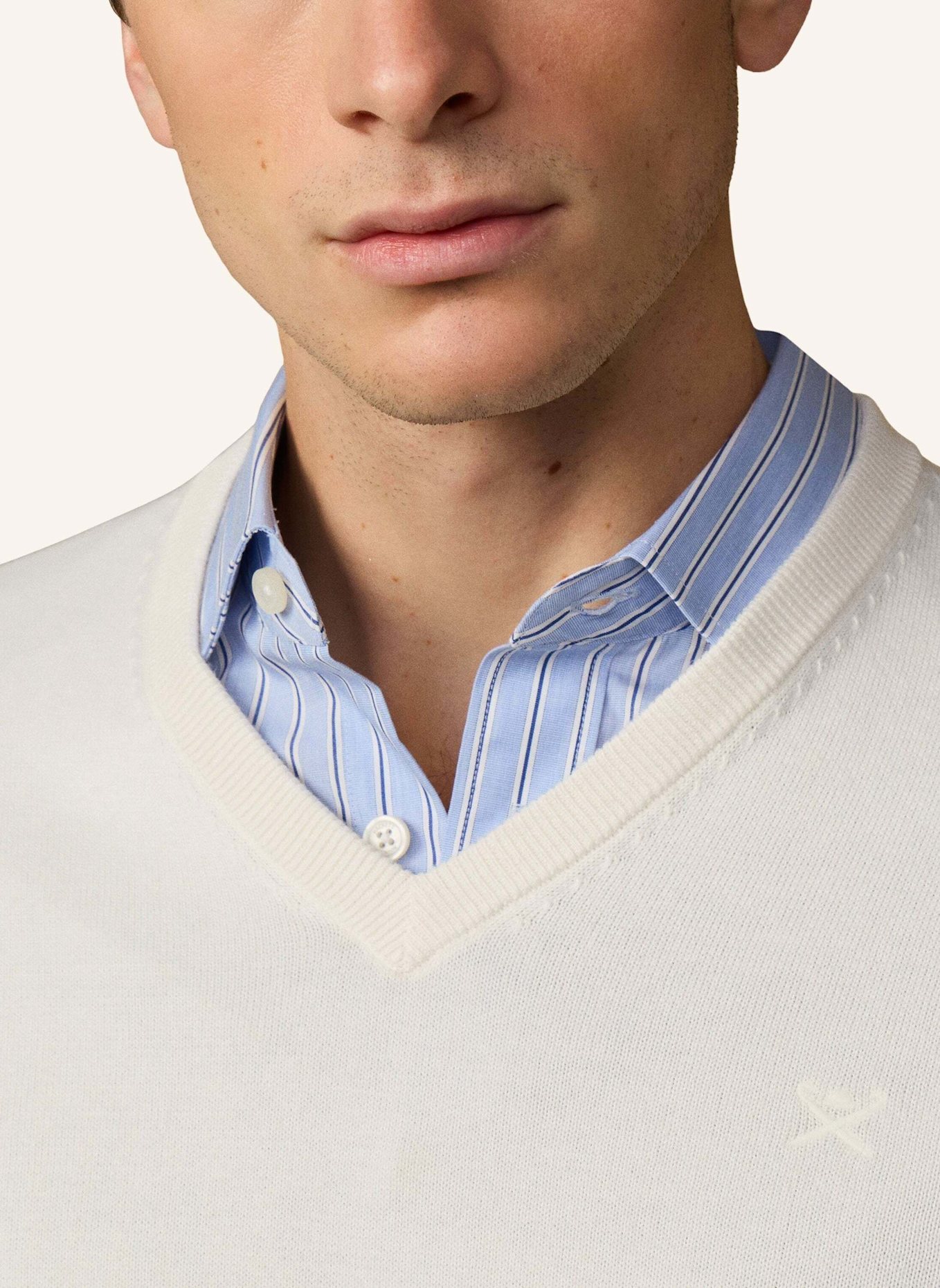 HACKETT LONDON Pullover ESS COTTON V NECK: CREME