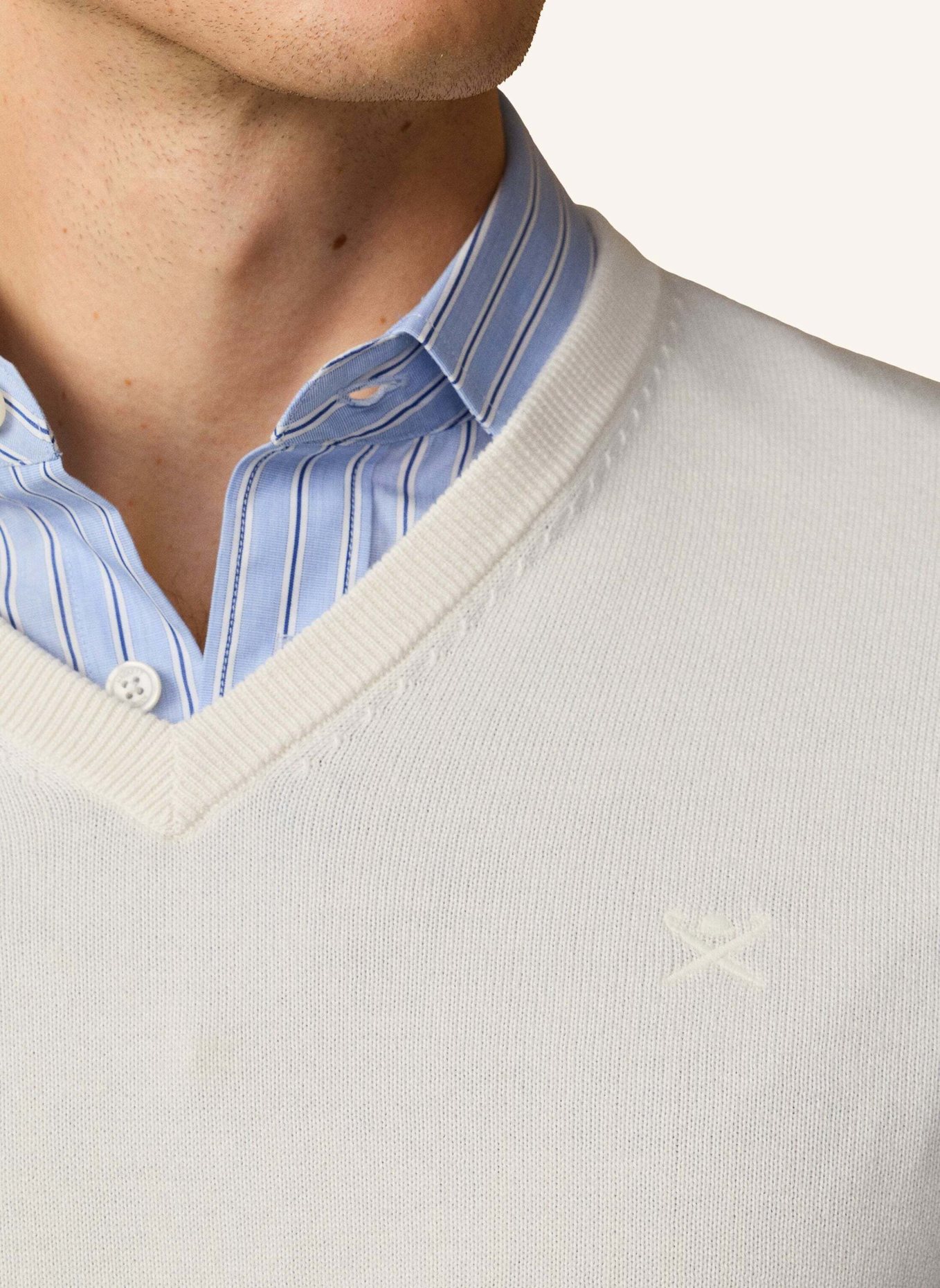 HACKETT LONDON Pullover ESS COTTON V NECK: CREME