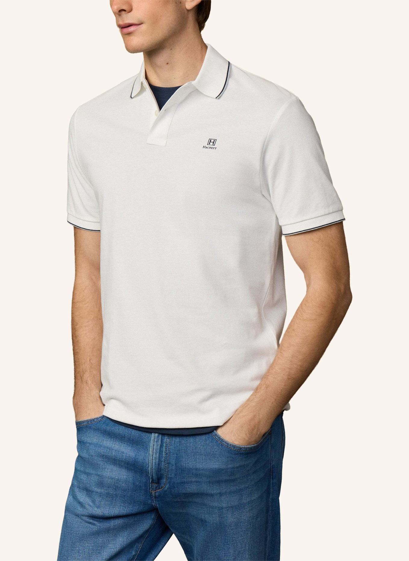 HACKETT LONDON Poloshirt HERITAGE H TIPPED POLO: CREME