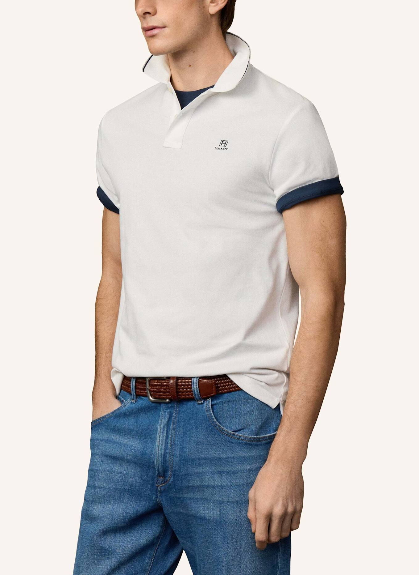 HACKETT LONDON Poloshirt HERITAGE H TIPPED POLO: CREME