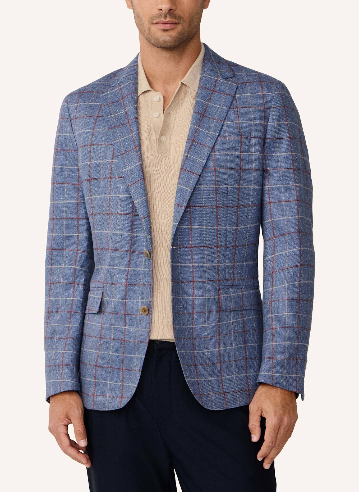 HACKETT LONDON Blazer SILK WOOL TATTERSALL: BLAU