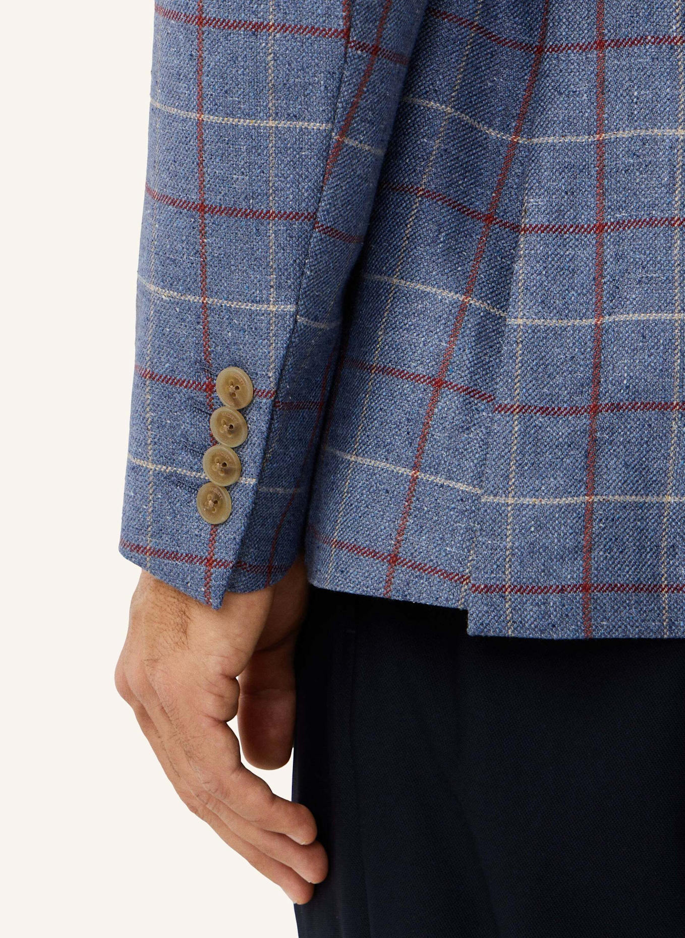 HACKETT LONDON Blazer SILK WOOL TATTERSALL: BLAU