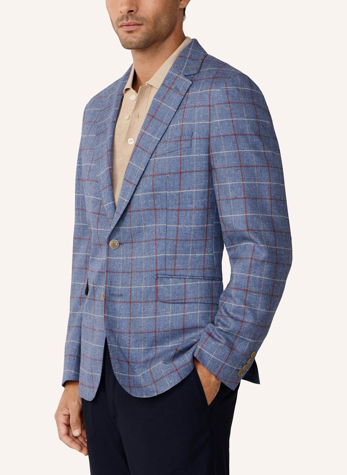 HACKETT LONDON Blazer SILK WOOL TATTERSALL: BLAU