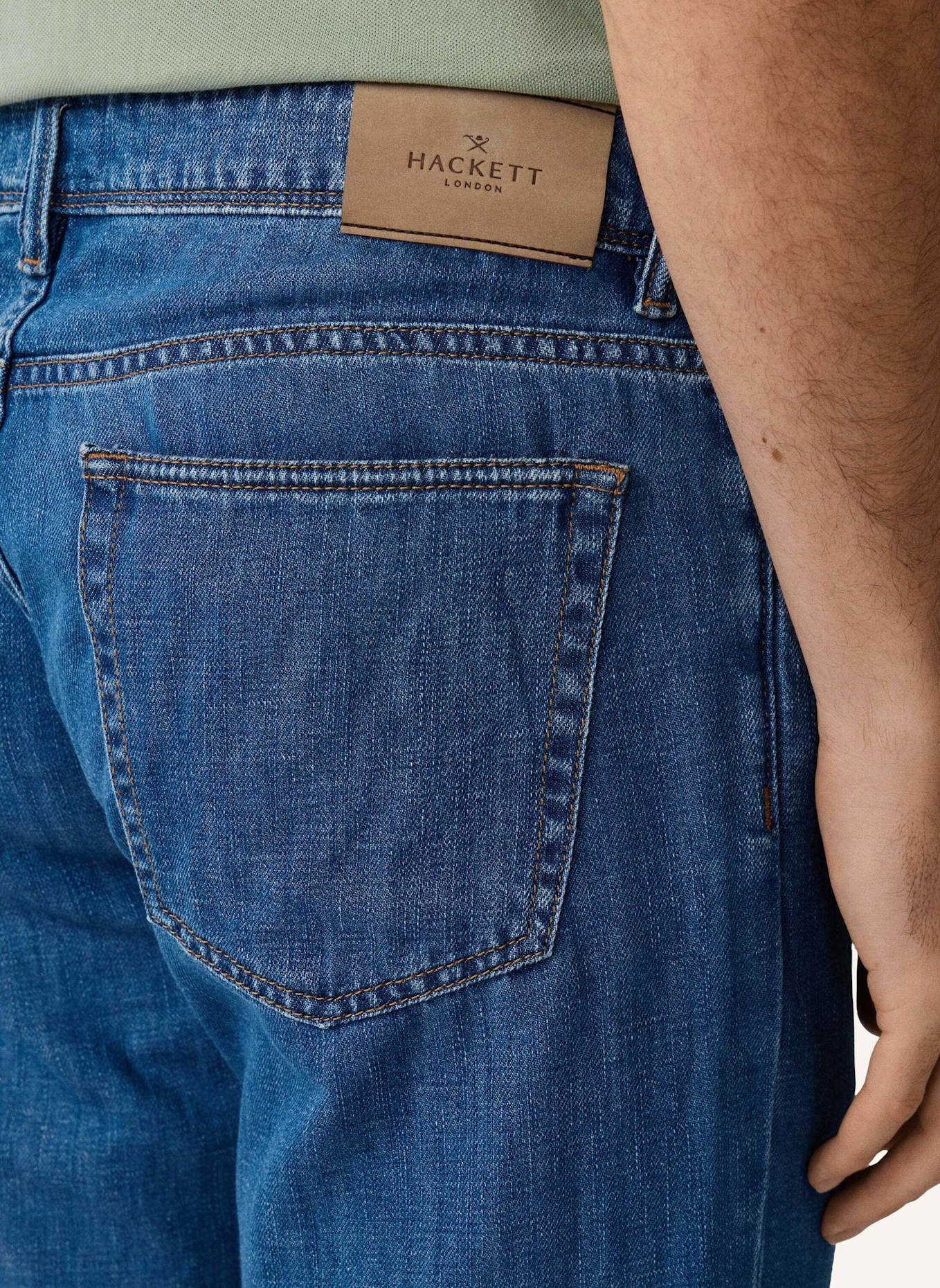 HACKETT LONDON Jeans Overall COT LINEN DENIM: DUNKELBLAU