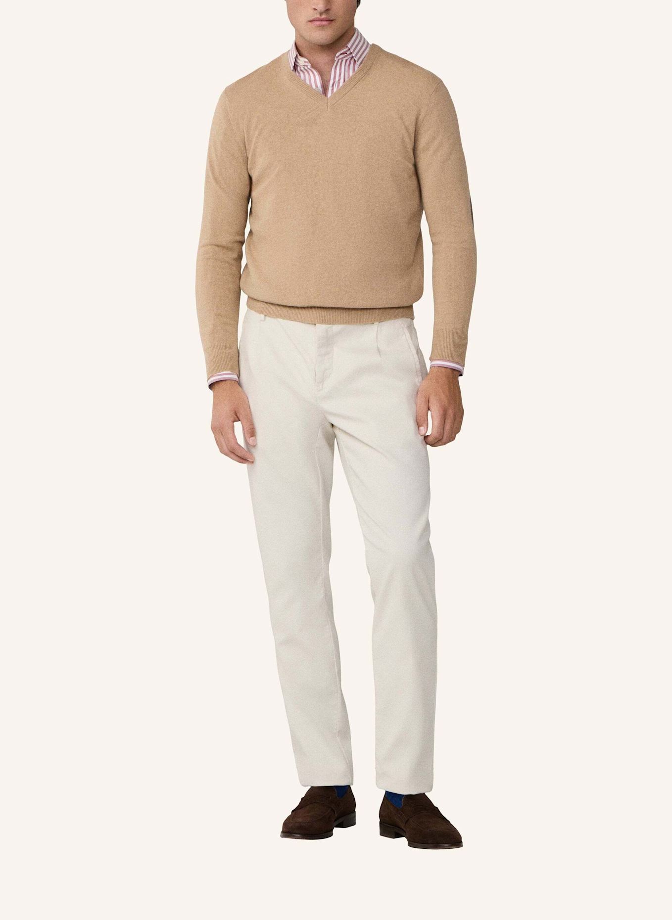 HACKETT LONDON Pullover MERINO CASH MIX V: BEIGE
