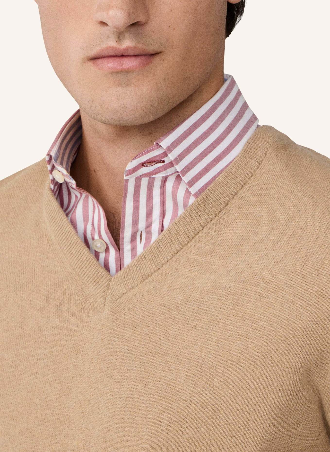HACKETT LONDON Pullover MERINO CASH MIX V: BEIGE