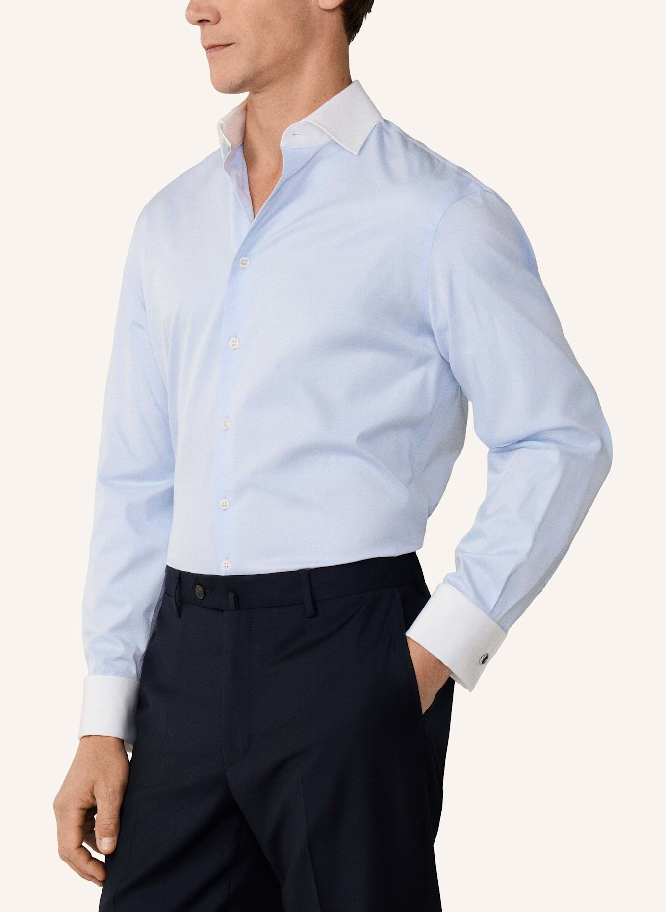 HACKETT LONDON Freizeithemd FORMAL TWILL WCC DC: HELLBLAU