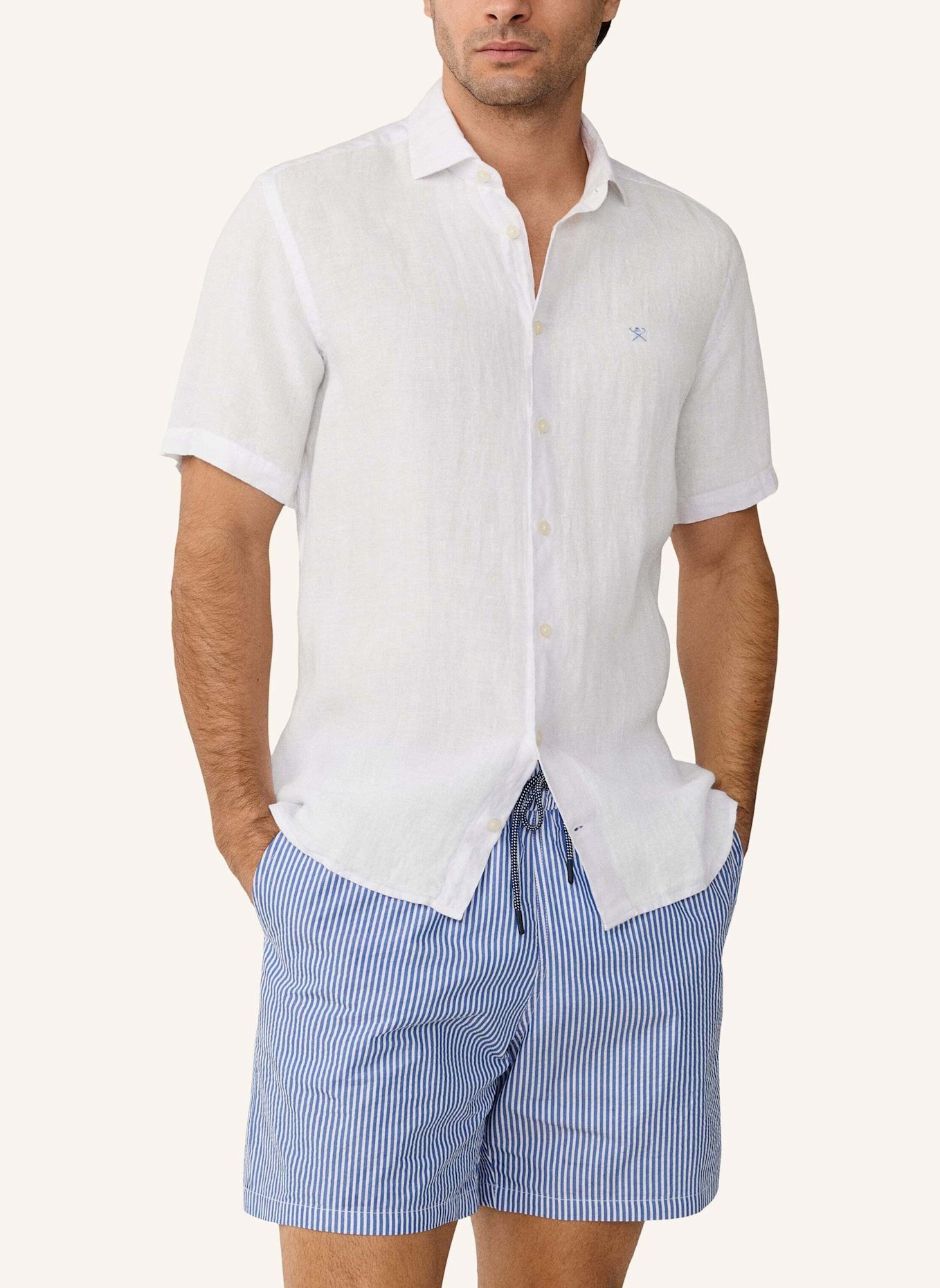 HACKETT LONDON Badeshorts SEERSUCKER ELASTICATED: BLAU