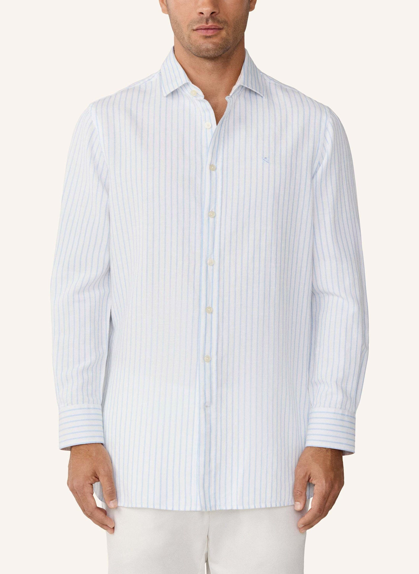 HACKETT LONDON Freizeithemd COT LIN SUMMER STRIPE: HELLBLAU