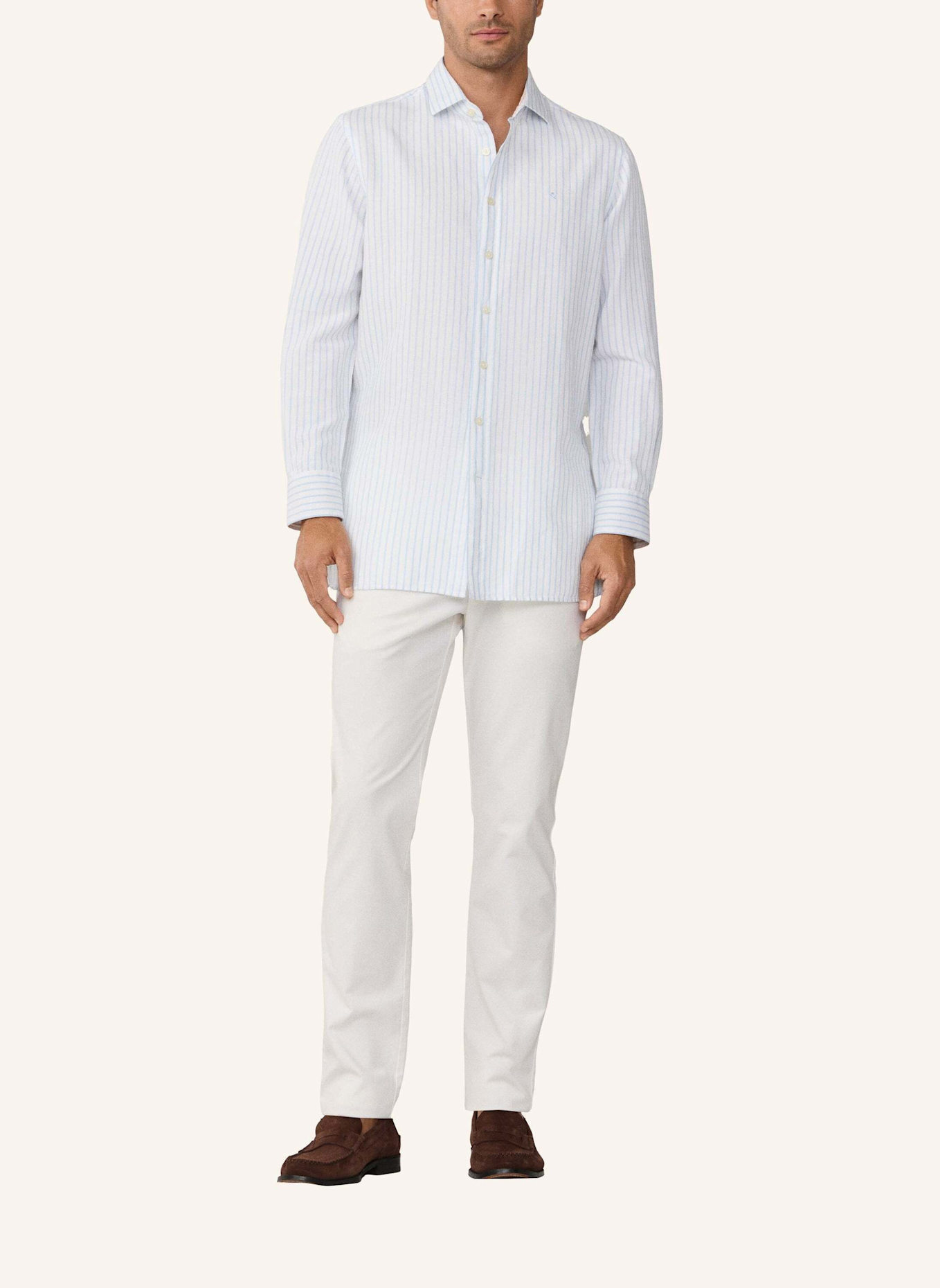 HACKETT LONDON Freizeithemd COT LIN SUMMER STRIPE: HELLBLAU