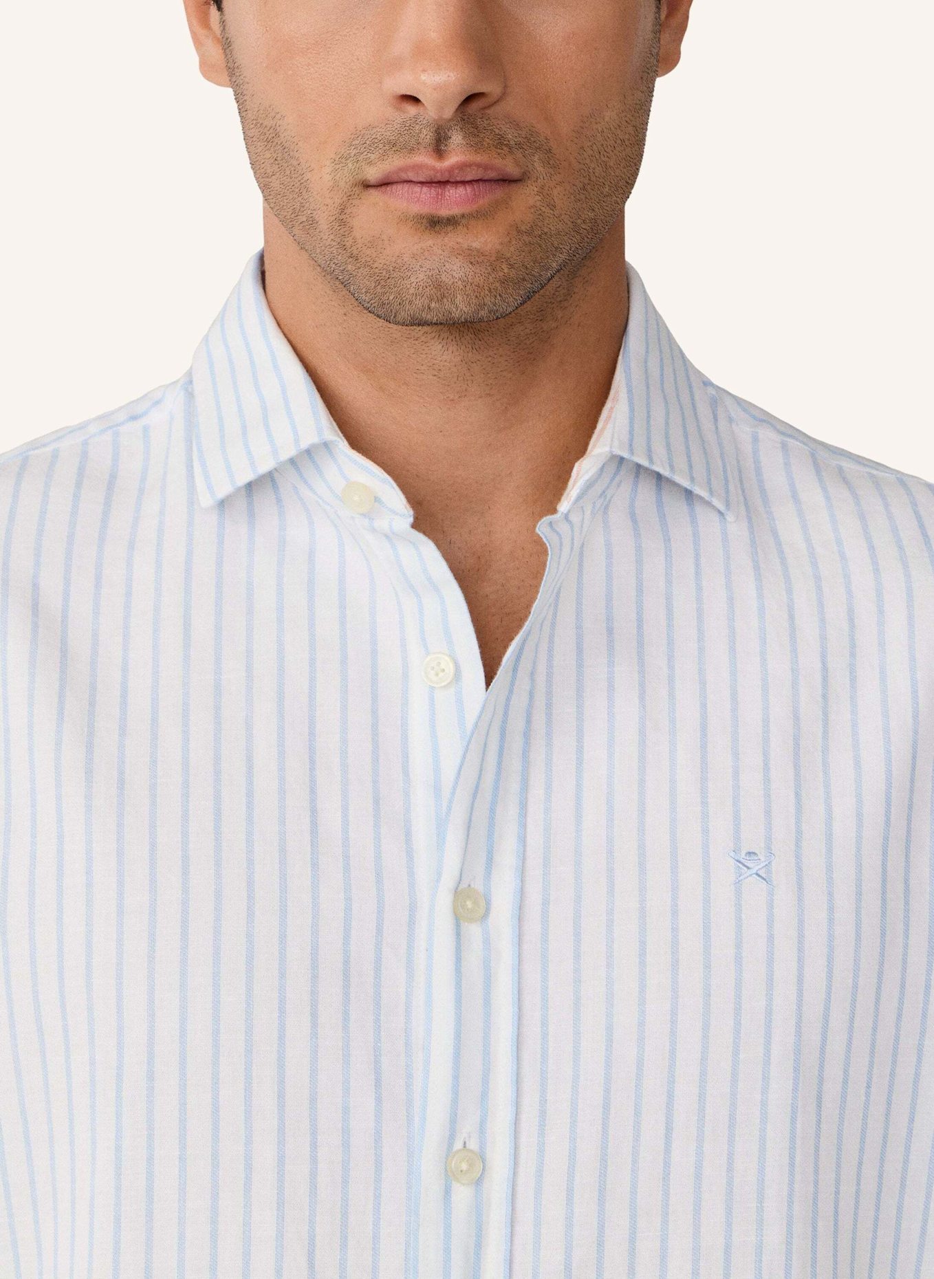 HACKETT LONDON Freizeithemd COT LIN SUMMER STRIPE: HELLBLAU