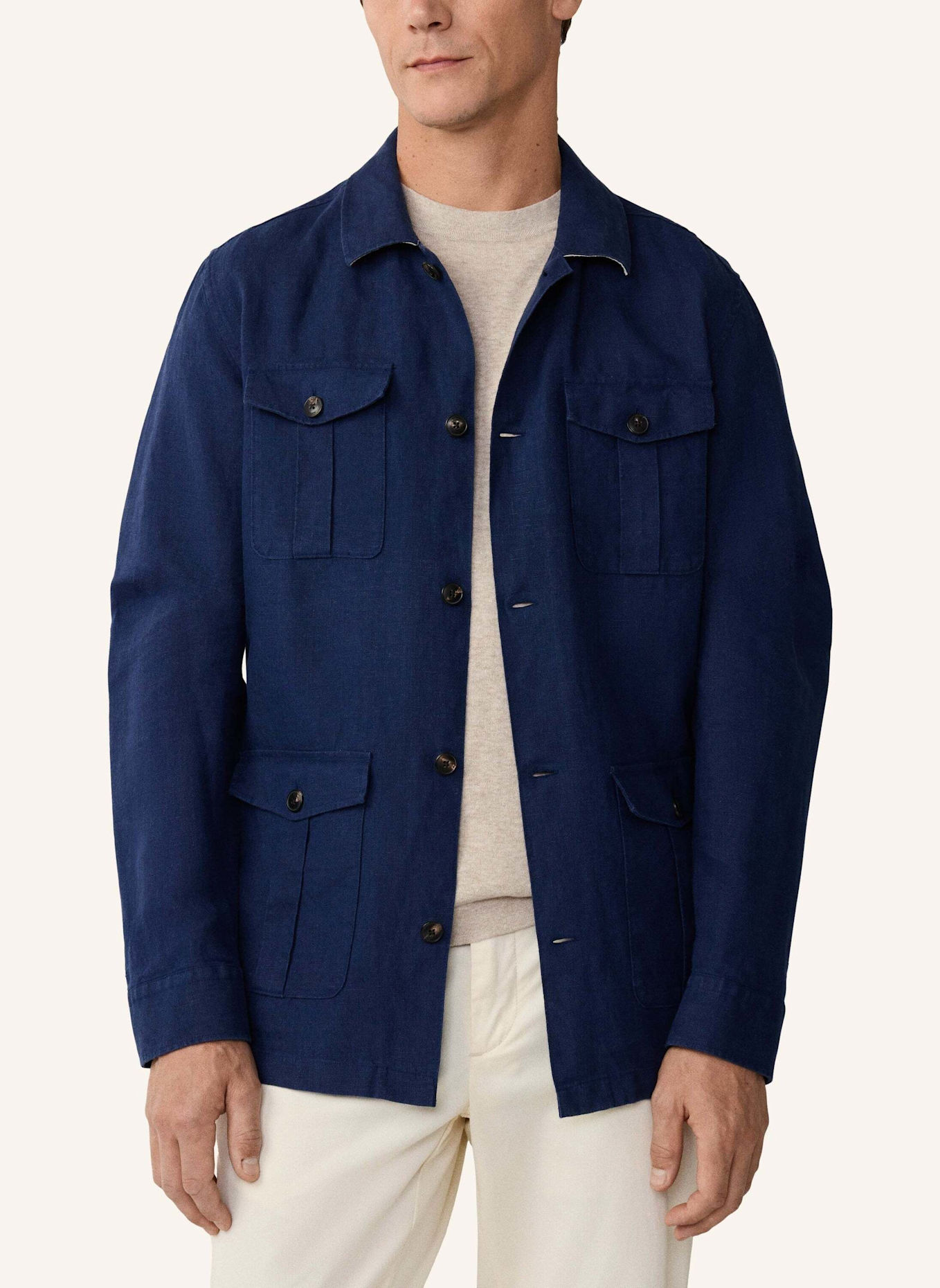 HACKETT LONDON Fieldjacket LINEN 4PK OVERSHIRT: BLAU