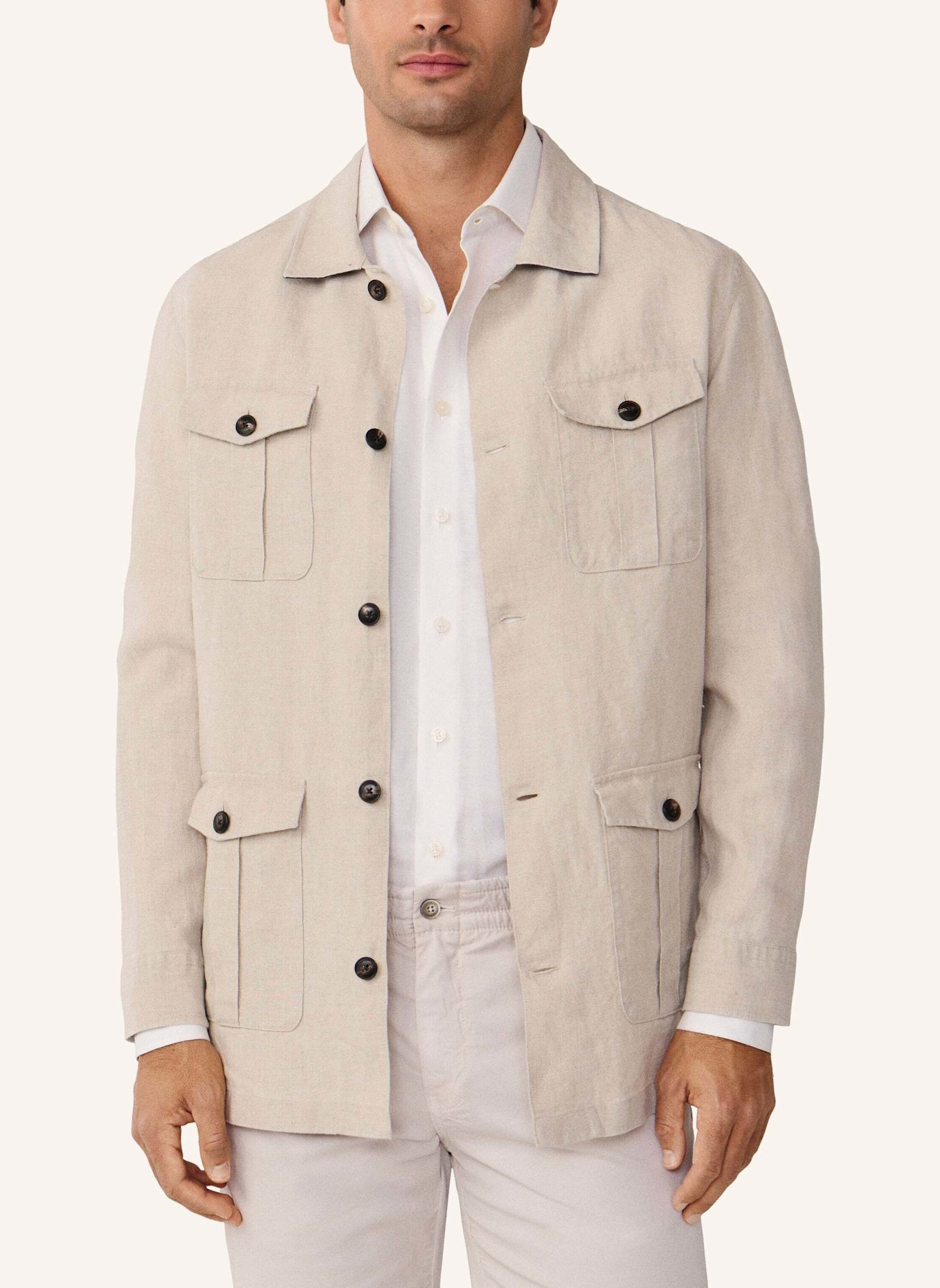 HACKETT LONDON Fieldjacket LINEN 4PK OVERSHIRT: BEIGE